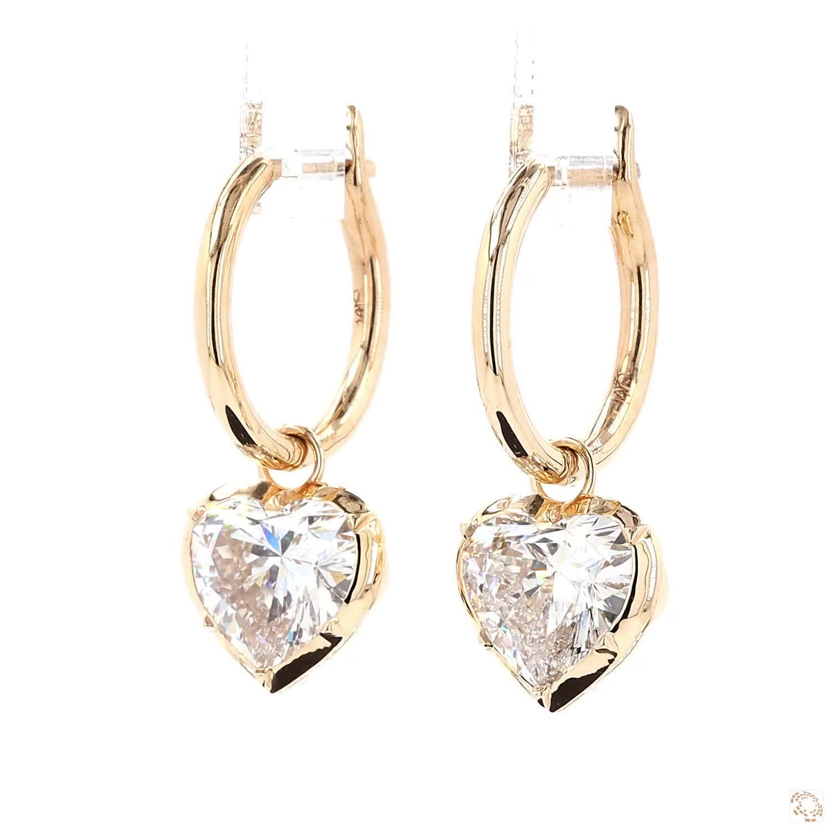5.16 Ct Luxury Heart Cut Georgian Earring | 14K Yellow Gold Heart Hoop Earrings