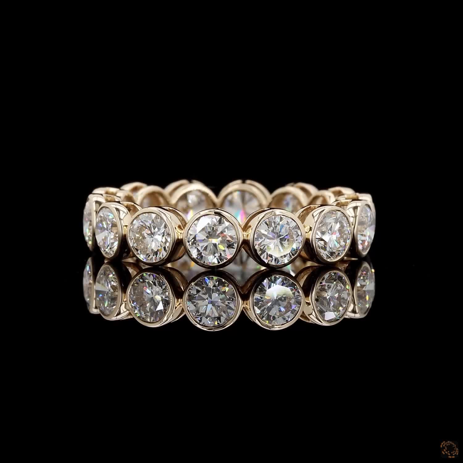 3.56 Ct Round Cut Diamond Bezel Eternity Band – 14K Yellow Gold Floating Bezel Wedding Ring