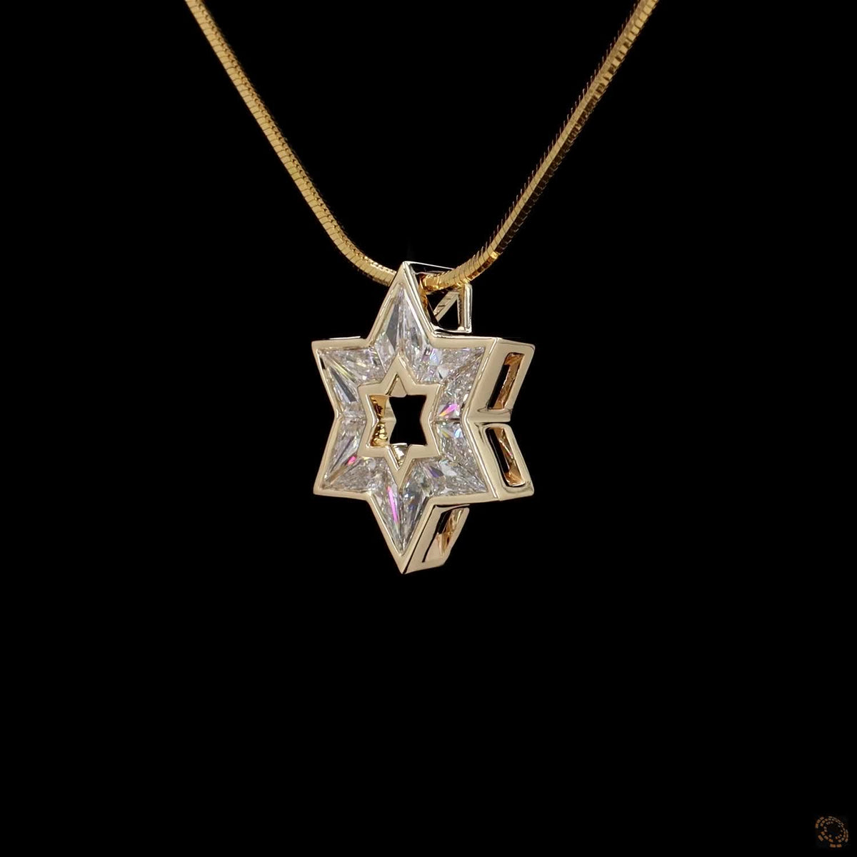 1.69 Ct Bezel-Set Triangular Cut Diamond Star of David Pendant in Yellow Gold