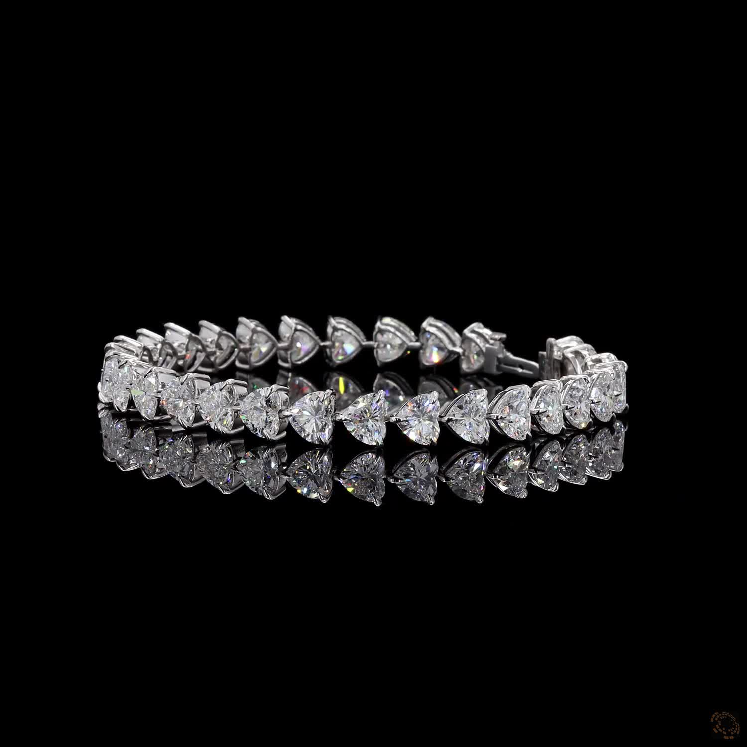 22.70 Ct Heart Shaped Diamond Eternity Tennis Bracelet in White Gold