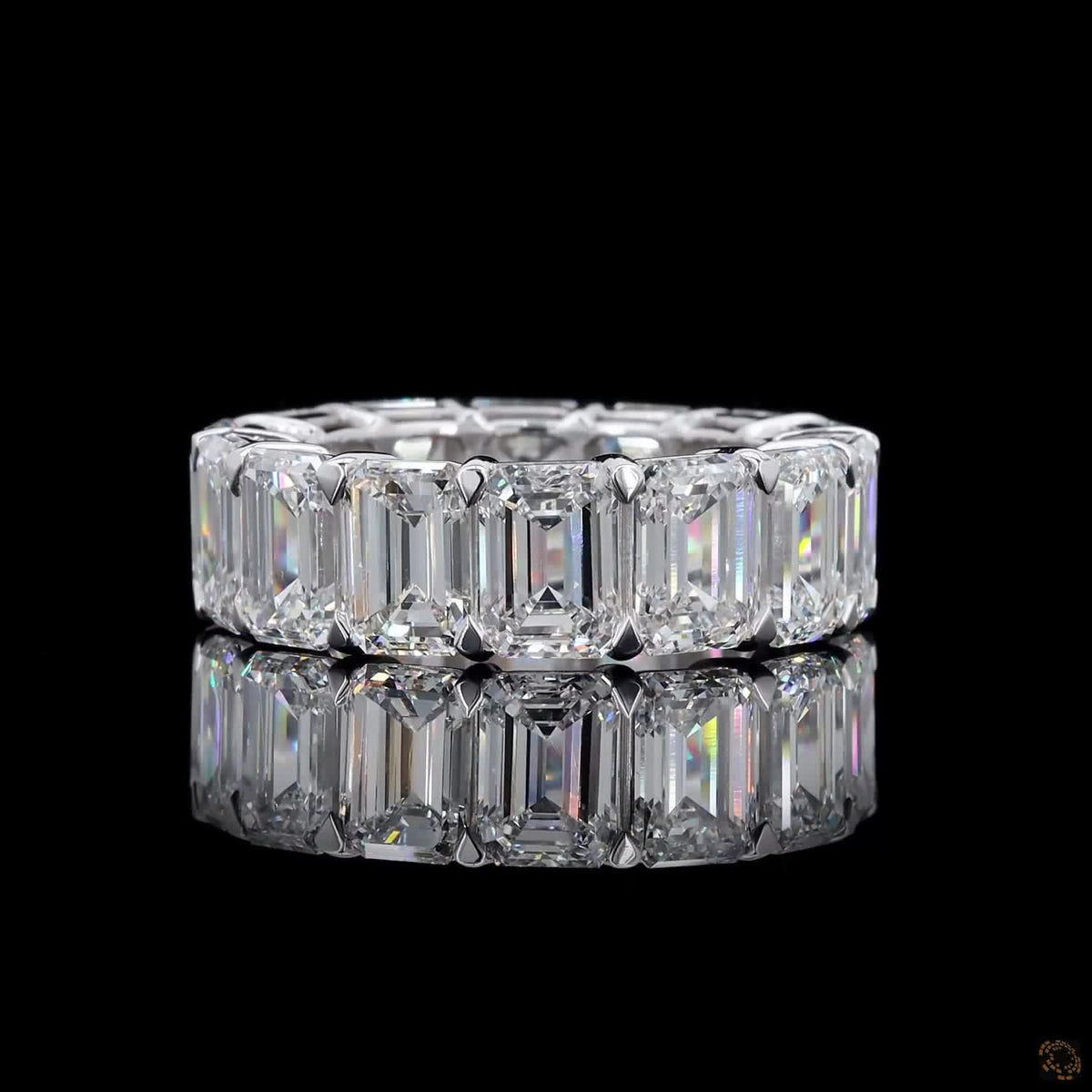 16.12 Ct Full Eternity Wedding Band, Emerald Cut Anniversary Band, White Gold Lab Diamond Bridal Ring