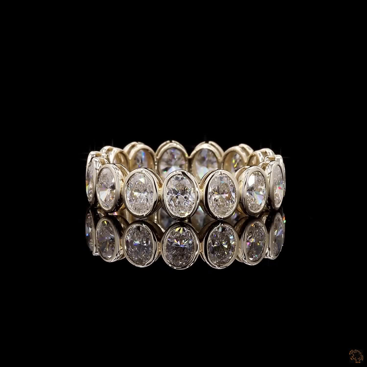 3.81 Ct Vertical Oval Cut Diamond Full Bezel Eternity Ring