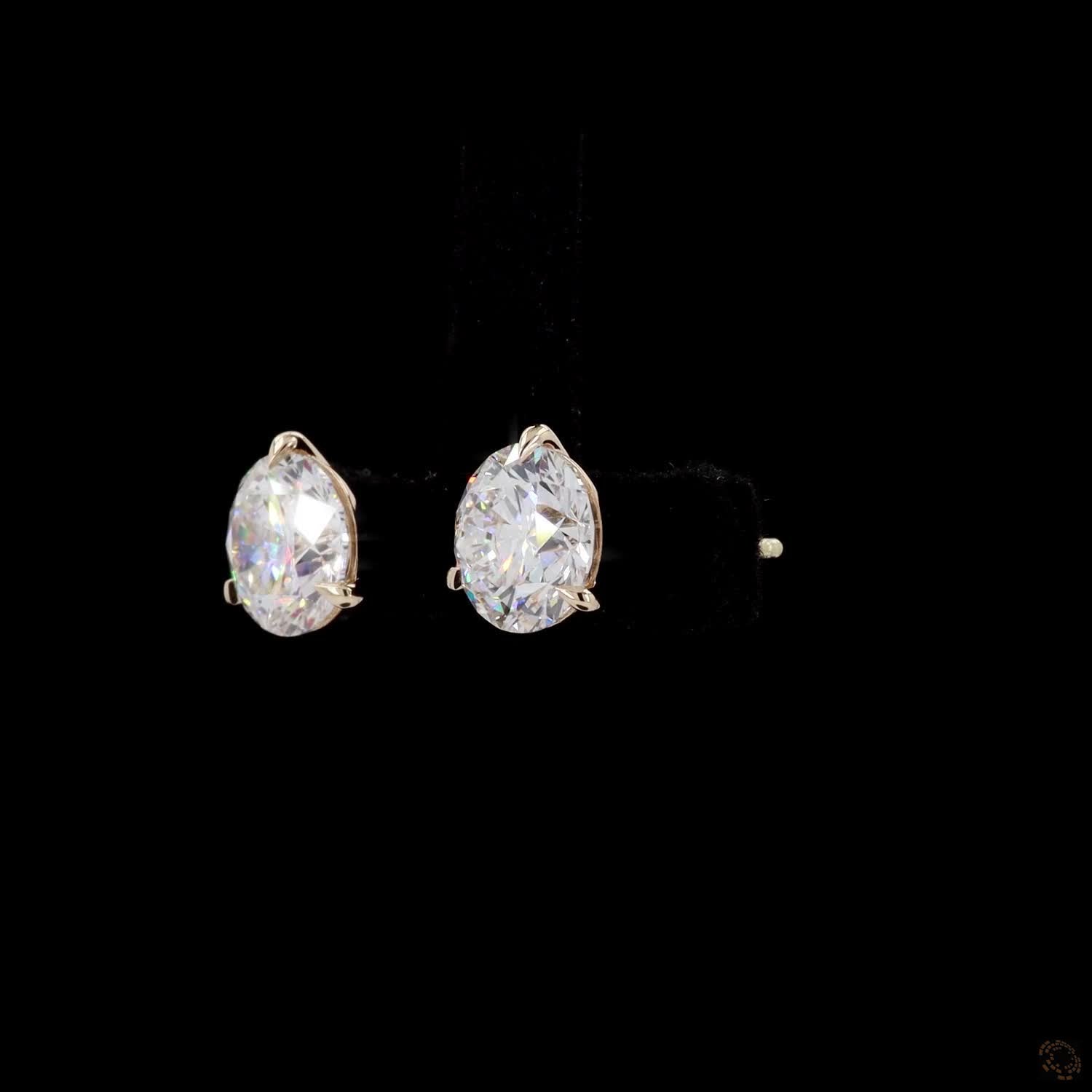 4.16 Ct Solid 14K Yellow Gold Round Brilliant Diamond Stud Earrings – Elegant 3-Prong Solitaire Earring Set