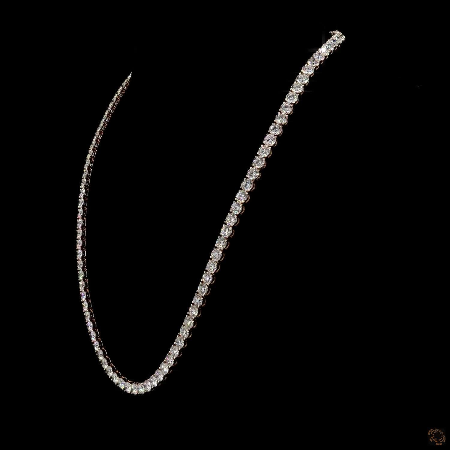 58.61 Ct Round Lab-Grown Diamond Eternity Tennis Necklace in Platinum Finish