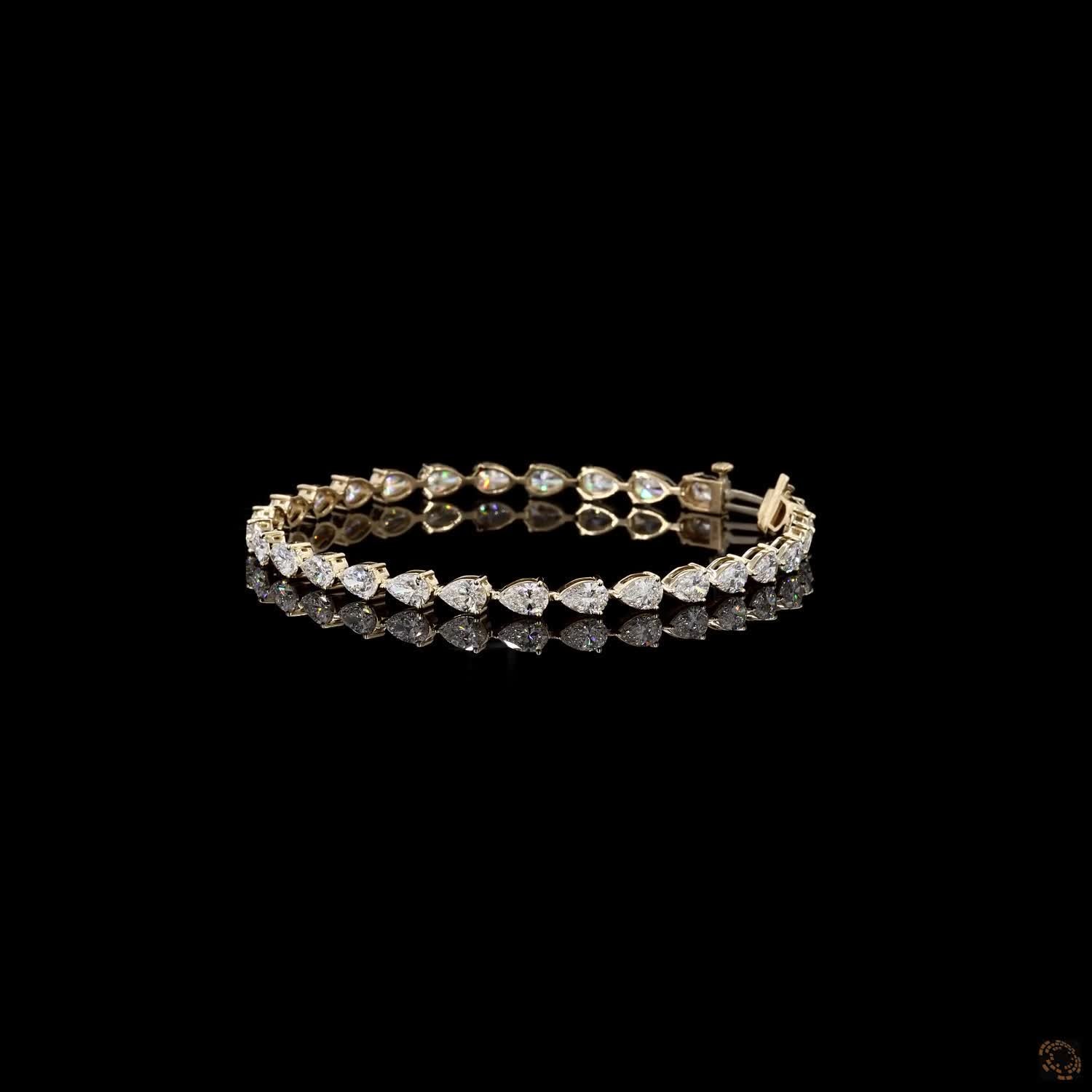 7.00 Ct Yellow Gold Fency Bracelet, Horizontal East West Moissanite Eternity Bracelet, Modern Everyday Stackable Fine Jewelry, Chic Gift for Her