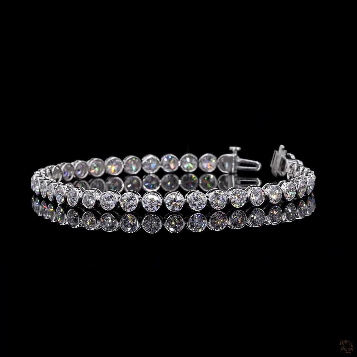 10.02 Ct Bezel-Set Round Diamond Tennis Bracelet in White Gold