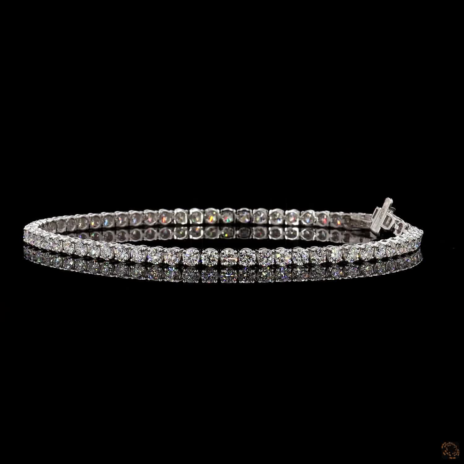 17.94 Ct Classic Round Cut Moissanite Tennis Bracelet in 14K White Gold | 3-Prong Diamond Alternative Line Bracelet