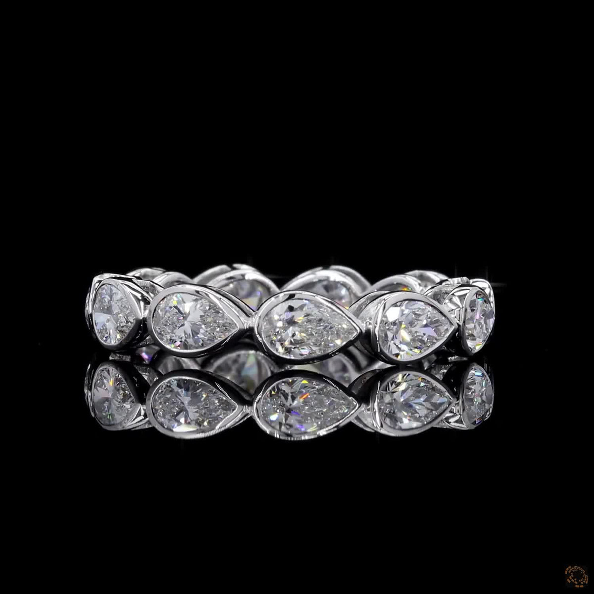 2.72 Ct Full Pear Diamond Eternity Band | Modern Bezel Set Teardrop Diamond Engagement Ring for Women