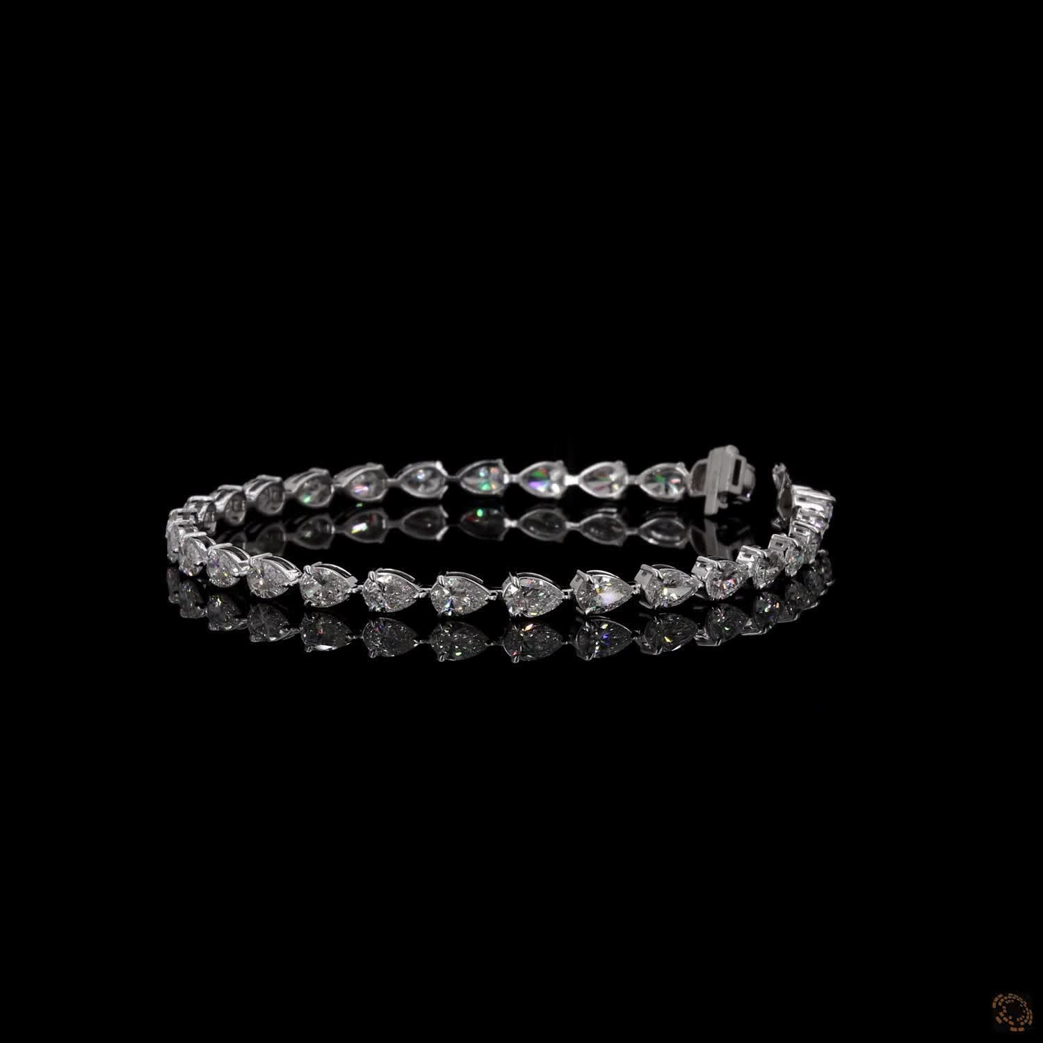 7.16 Ct Pear Cut Diamond Tennis Bracelet in White Gold