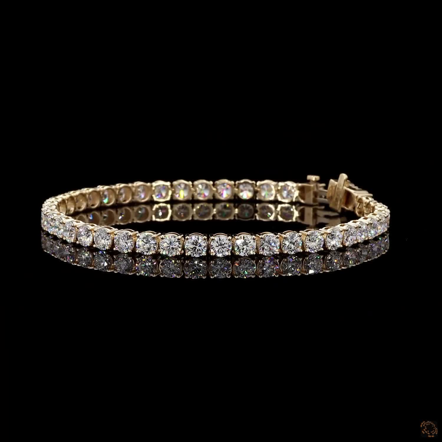 9.34 Ct Graduated Round Tennis Bracelet in 14K Yellow Gold | Center-Focused Diamond Alternative Line Bracelet