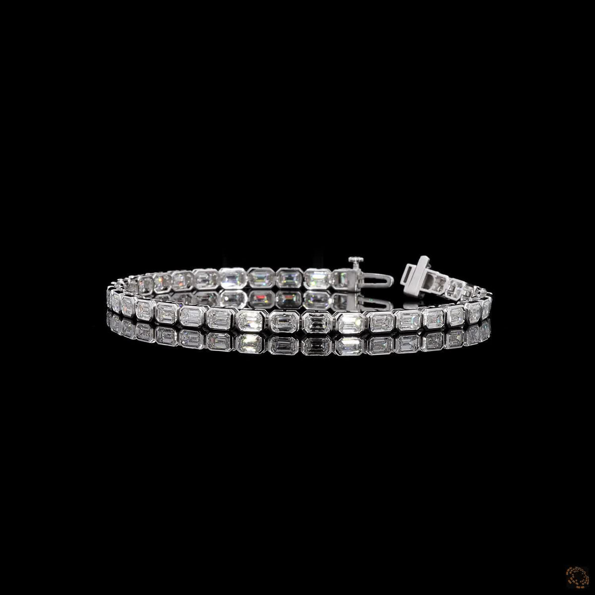 12.74 Ct Bar Set Emerald Cut Diamond Bracelet, Emerald Cut Tennis Bracelet White Gold, Horizontal Bar Diamond Bracelet, Minimalist Emerald Cut Bracelet