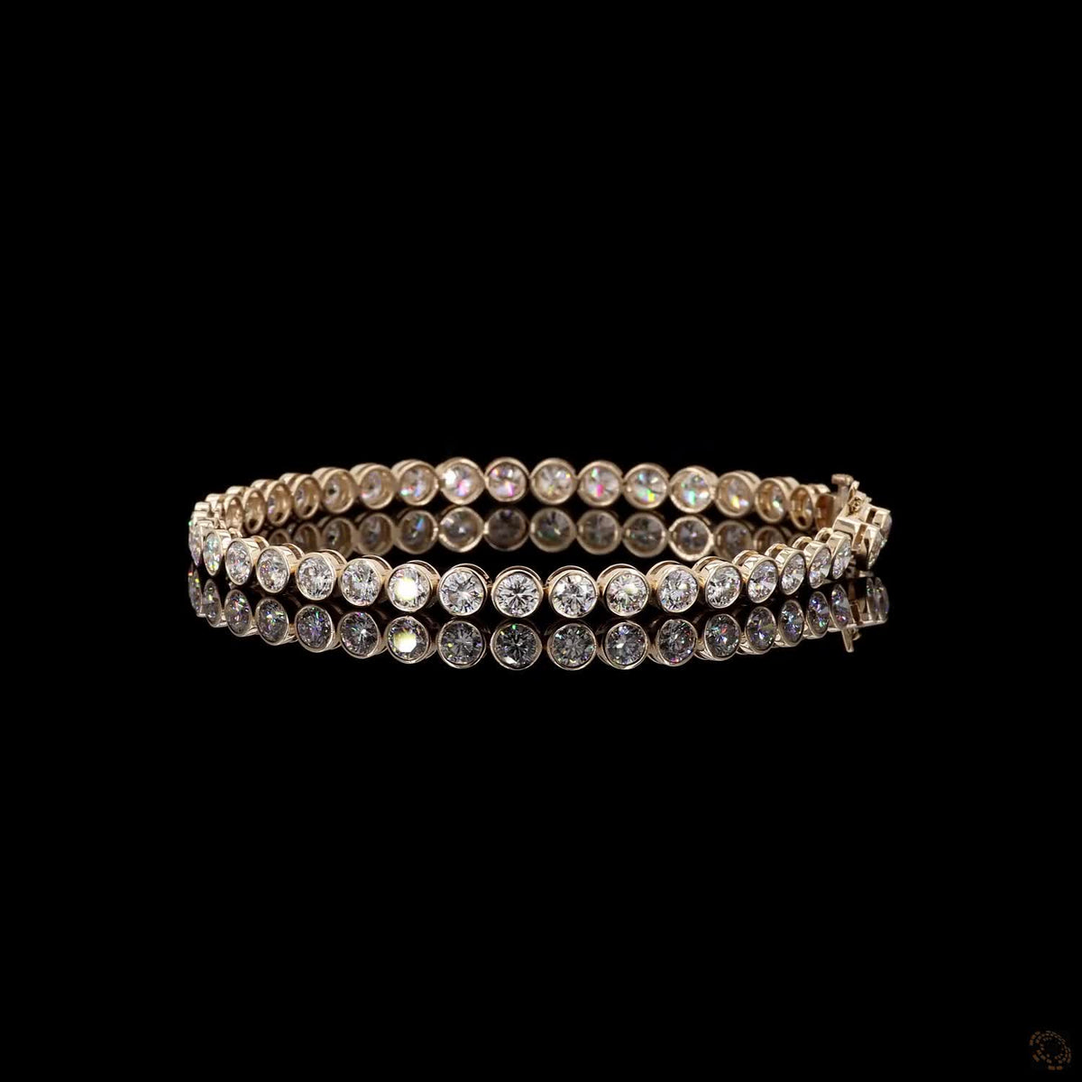 9.97 Ct Bezel-Set Round Cut Diamond Tennis Bracelet in Yellow Gold