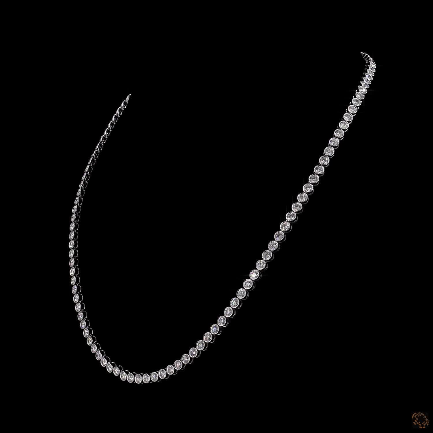 12.73 Ct Full Bezel Round Lab-Grown Diamond Eternity Riviera Necklace (Copy)