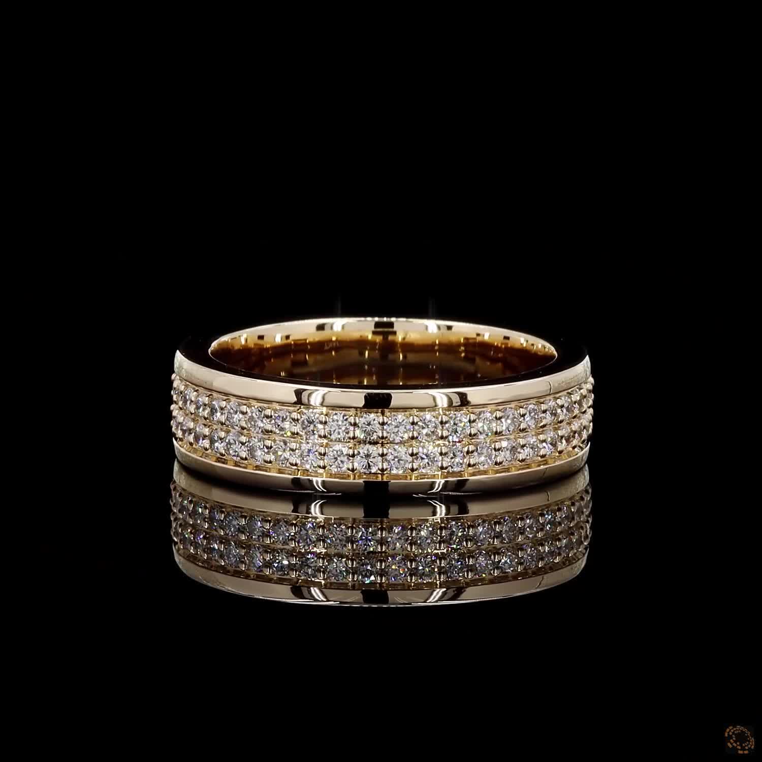 0.91 Ct Yellow Gold 62 Round Diamond Wedding Band Ring