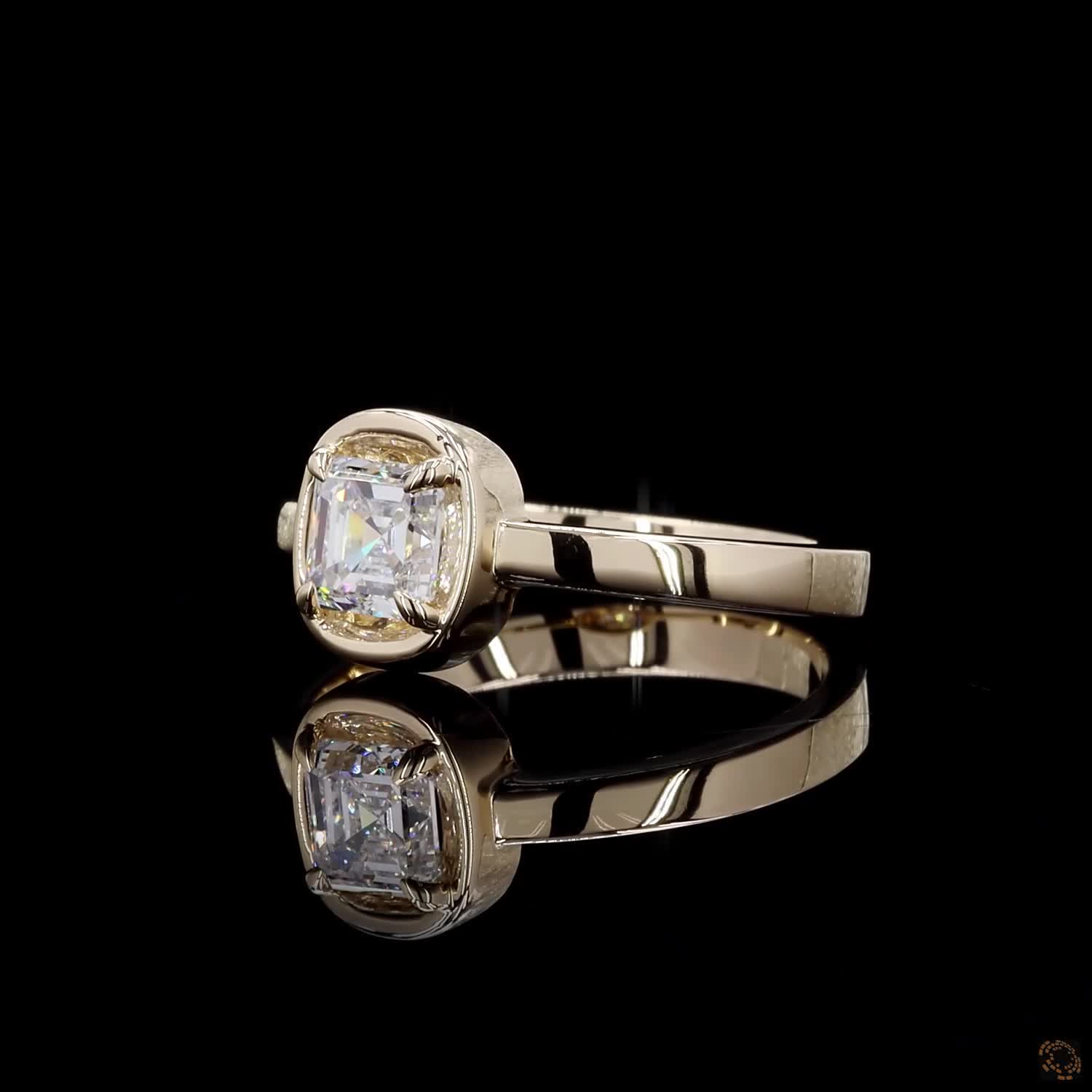 0.53 Ct ASSCHER SOLITAIRE DIAMOND ENGAGEMENT RING