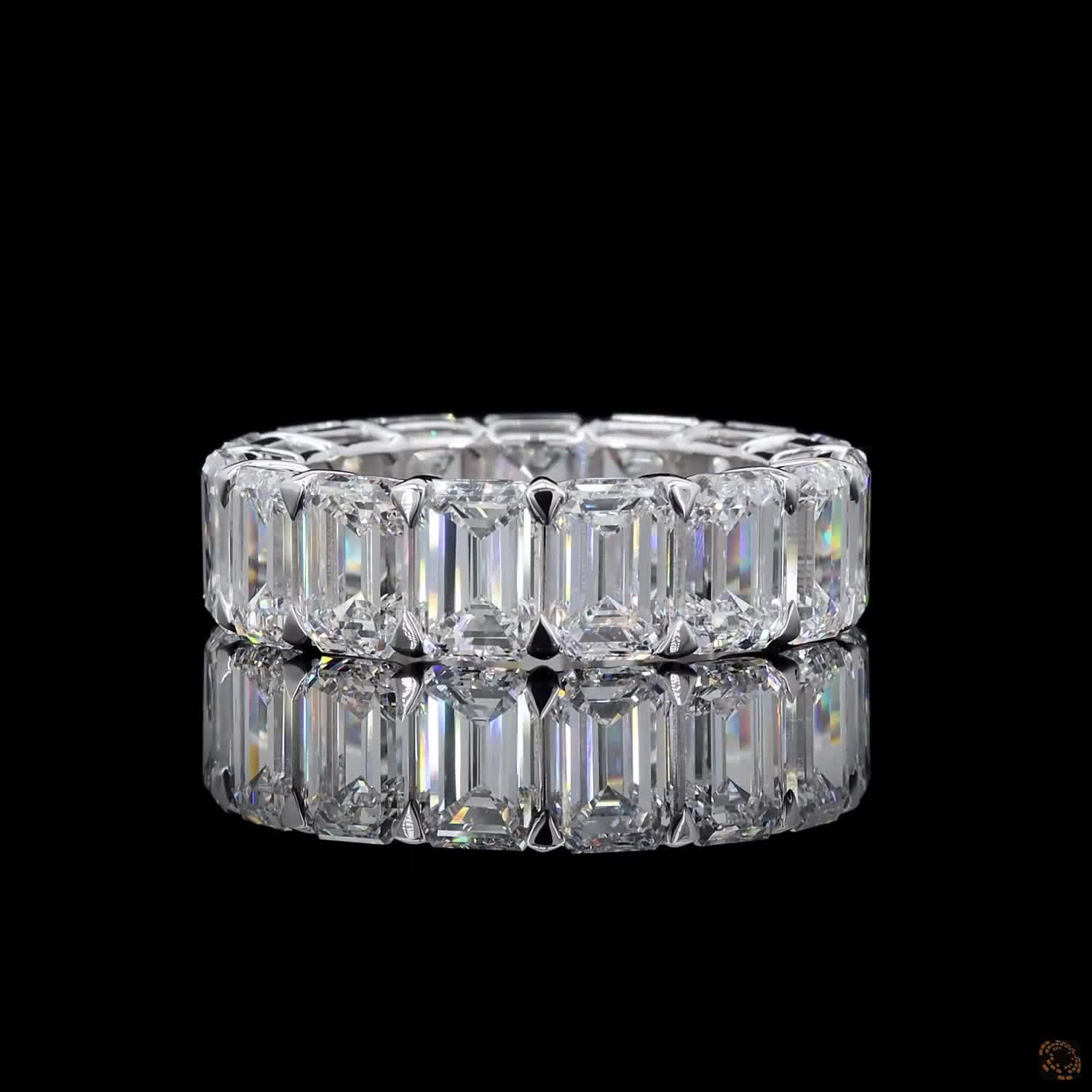 13.60 Ct Emerald Cut Diamond Eternity Band – Shared Prong Wedding Ring