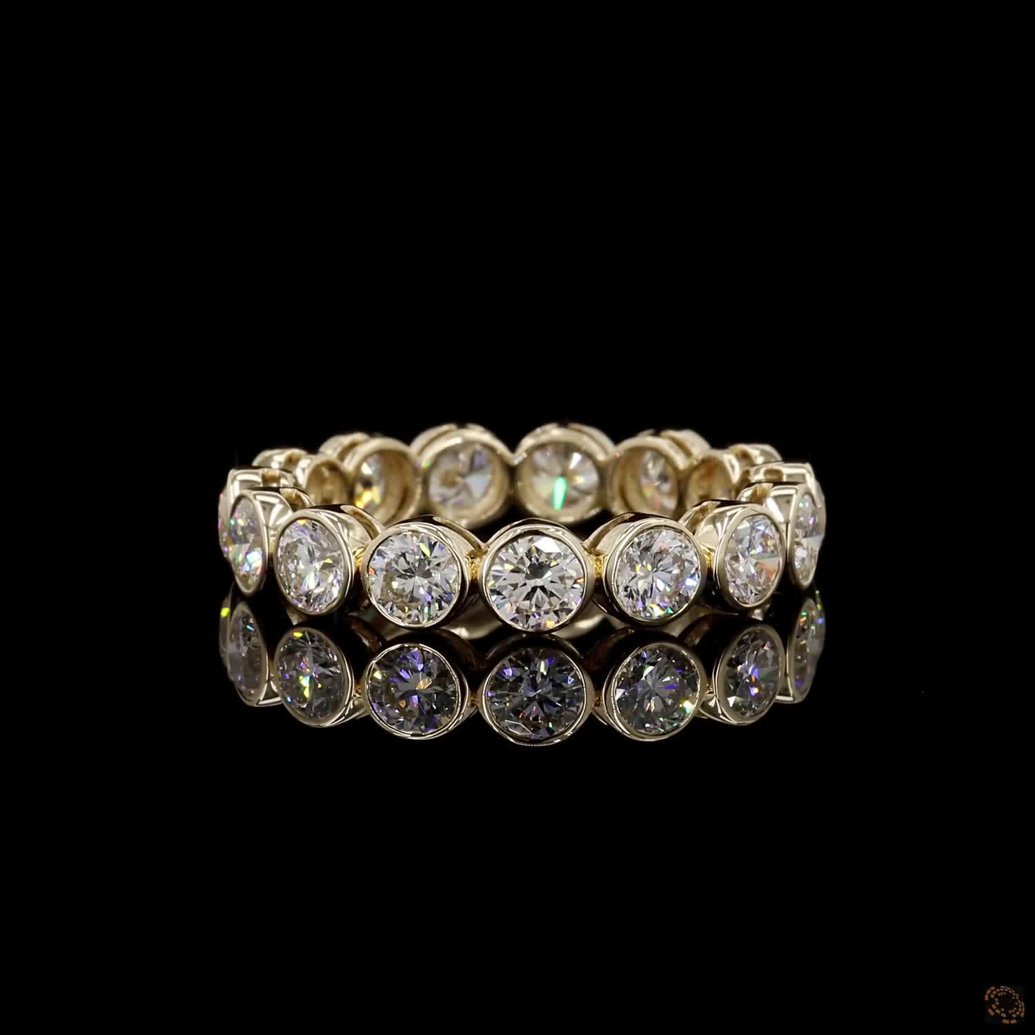 2.79 Ct Round Cut Diamond Bezel Eternity Band – 14KYellow Gold Floating Bezel Wedding Ring