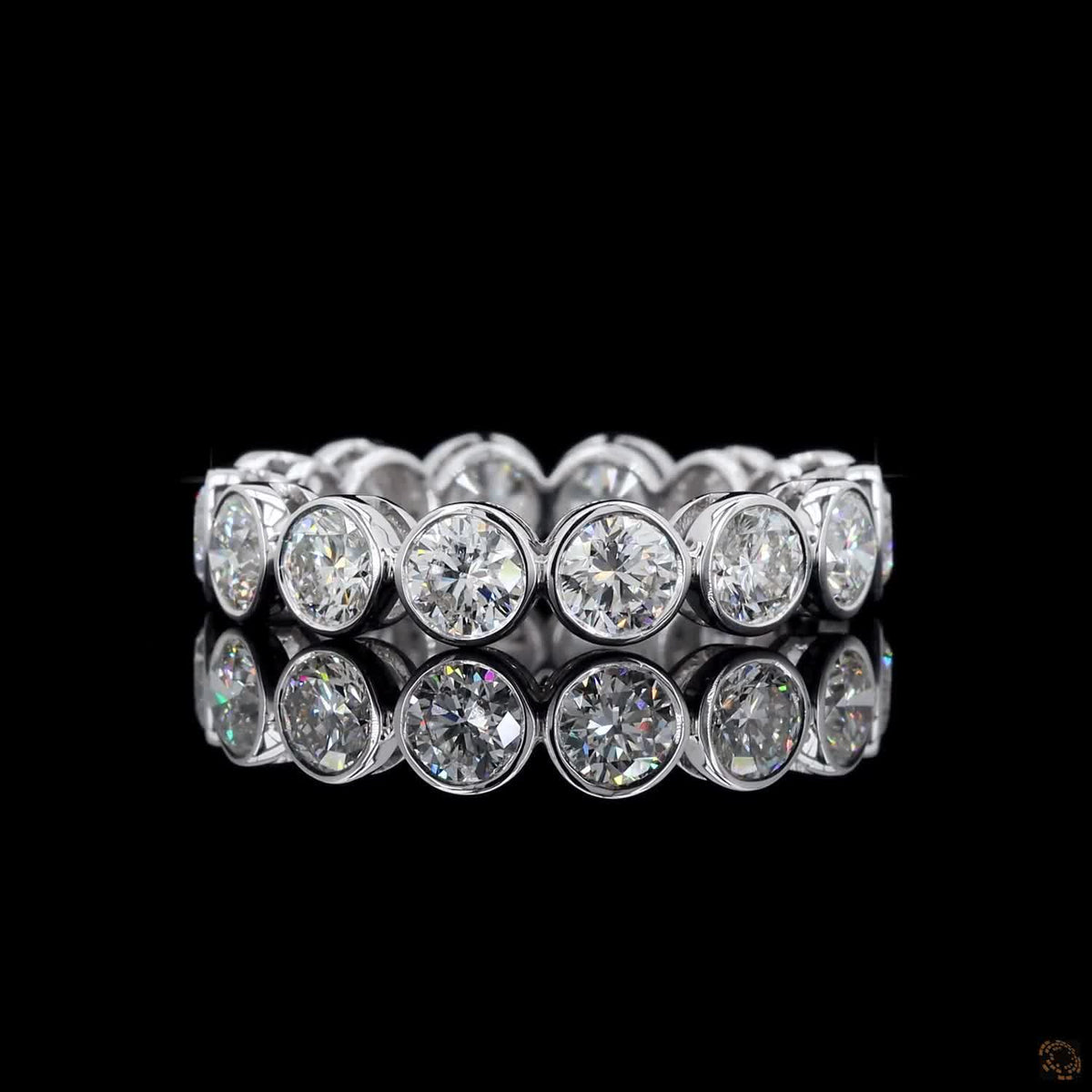 3.67 Ct Round Cut Diamond Bezel Eternity Band – 14K White Gold Floating Bezel Wedding Ring