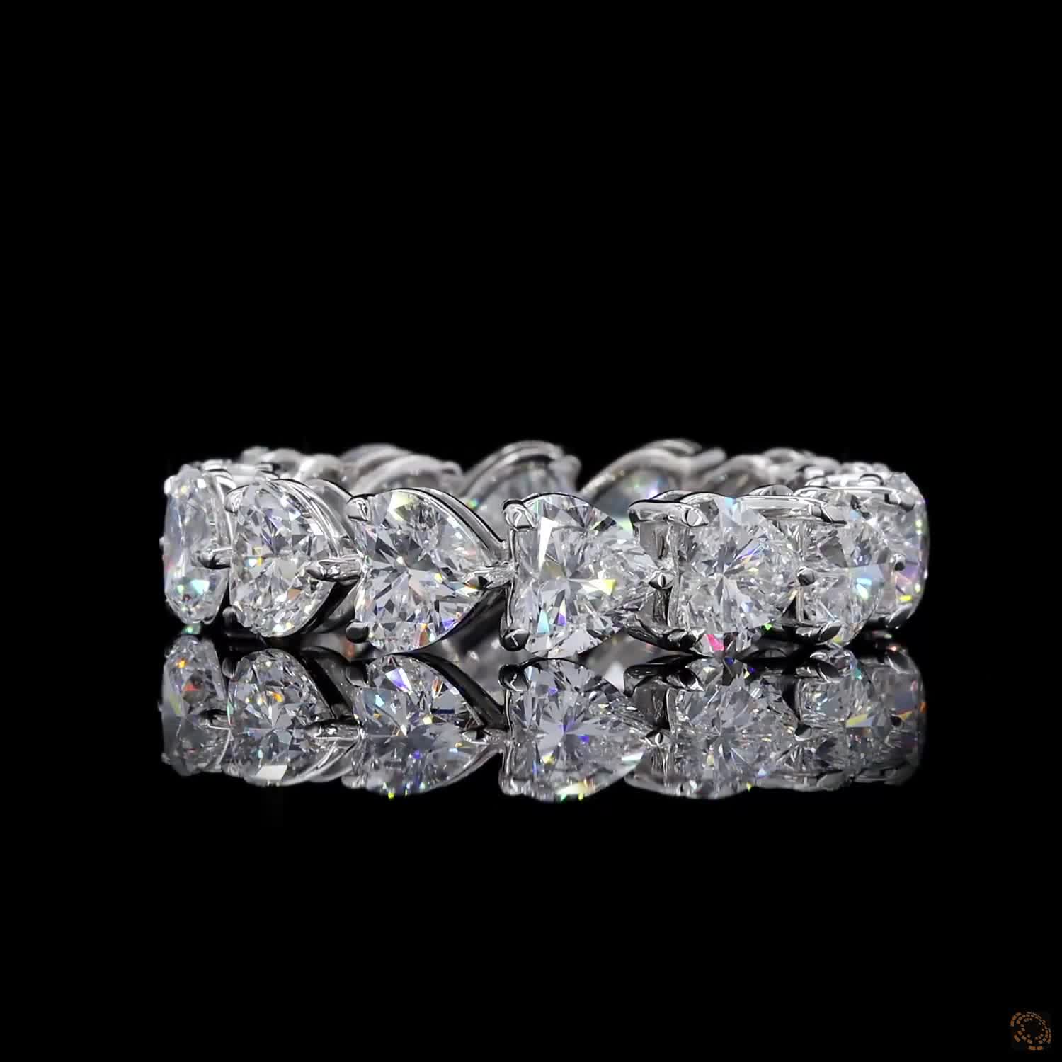 5.38 Ct Heart Shaped Diamond Eternity Ring | 14K White Gold Heart Cut Diamond Wedding Band for Women