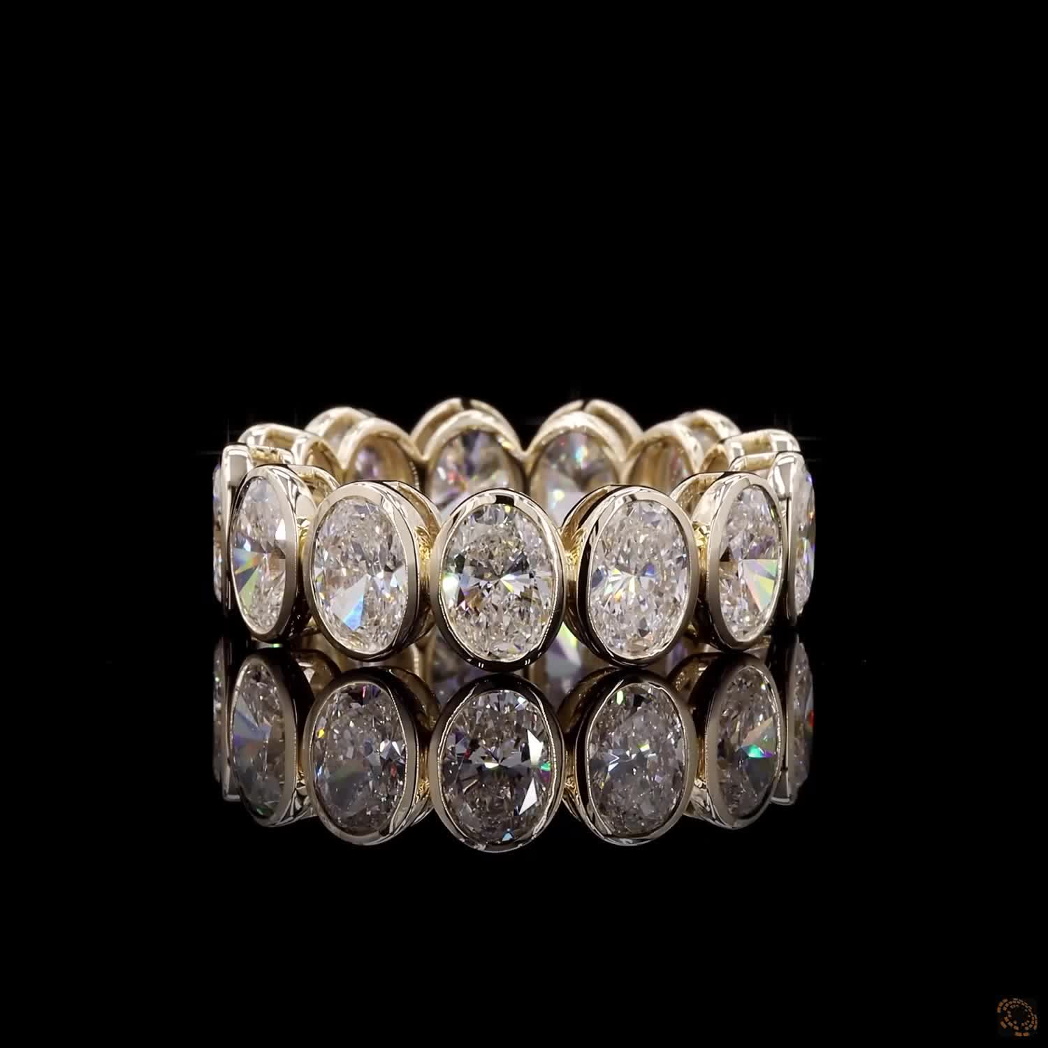 6.82 Ct Oval Diamond Wedding Band for Women | Bezel Set Lab Grown Diamond Eternity Ring