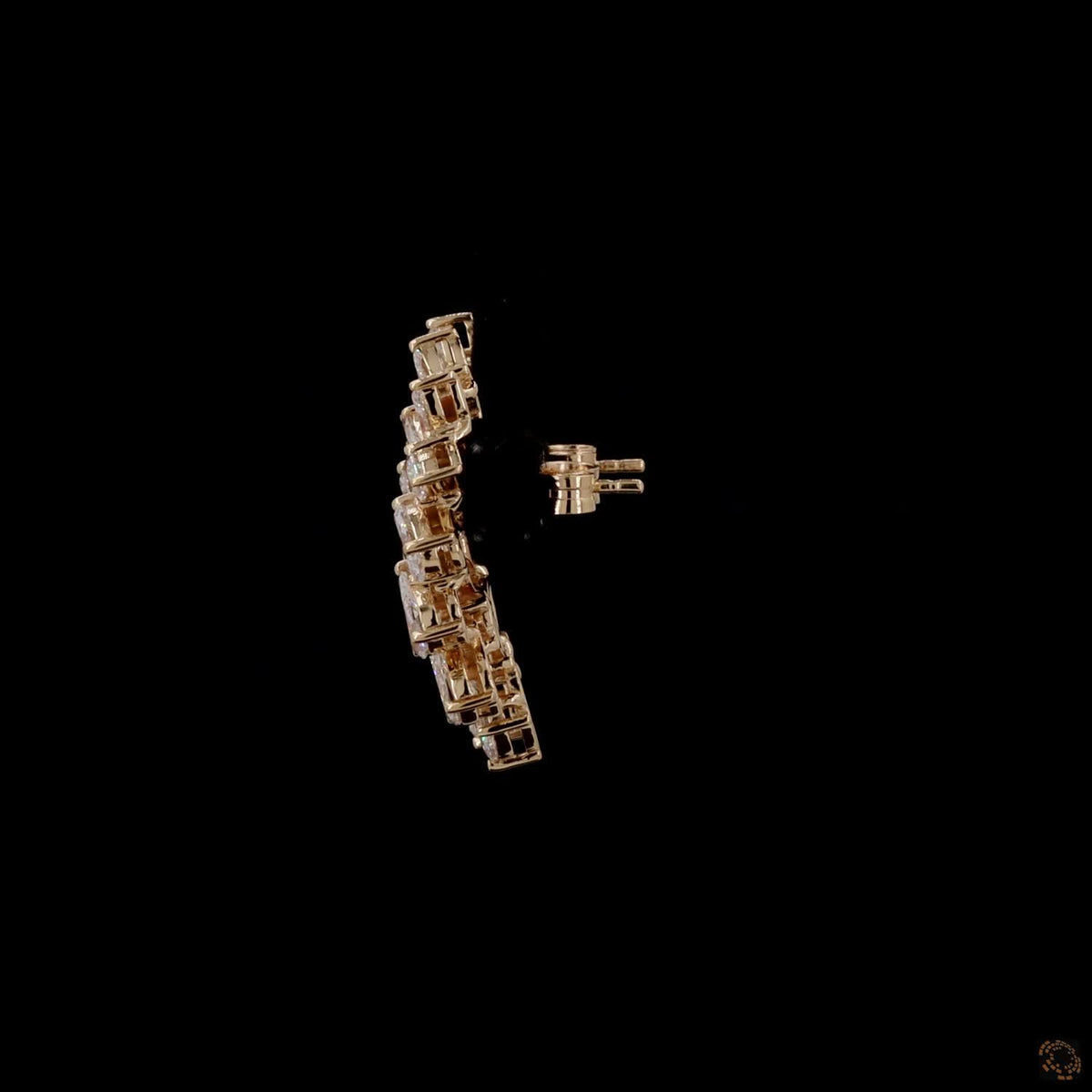 4.4 Ct Multi-Shape Ear Crawlers, Yellow Gold Leaf Cluster Earrings, Statement Bridal Vine Jewelry