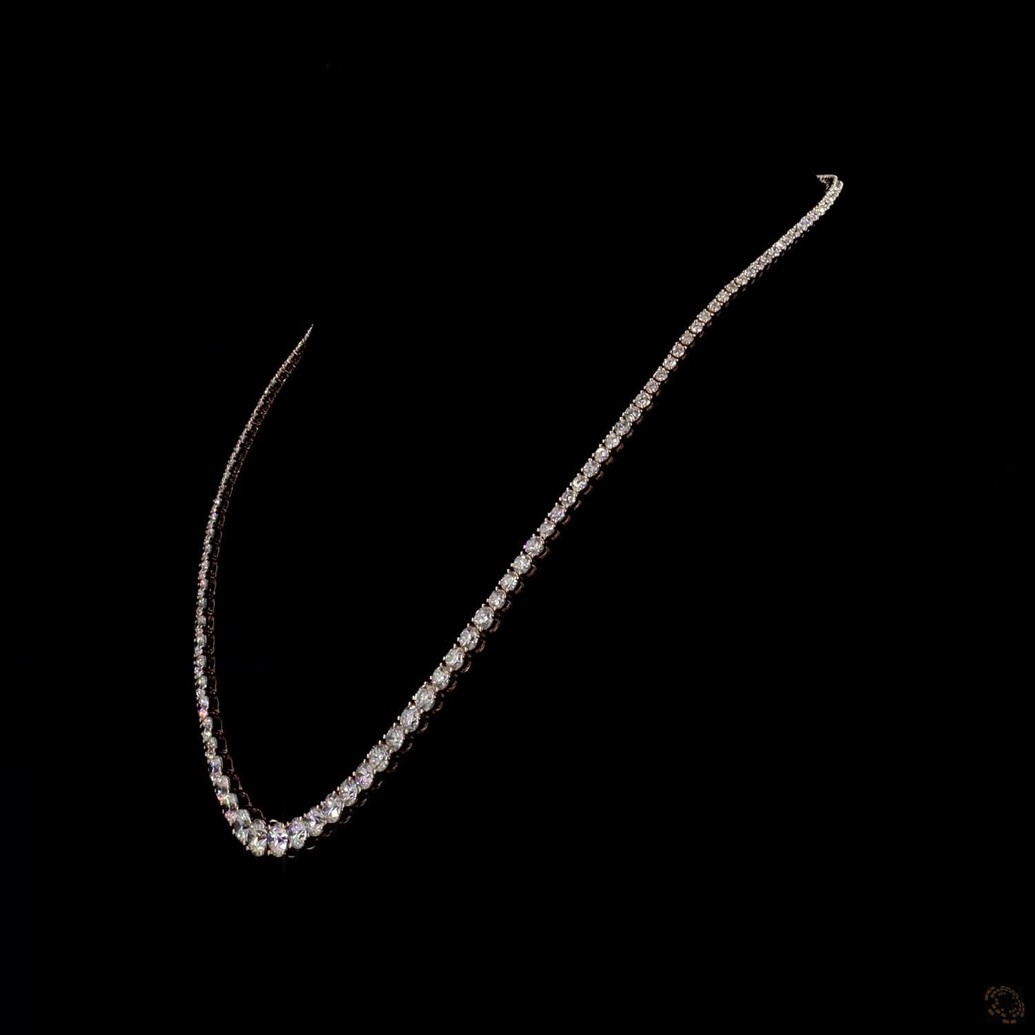 17.63 Ct Graduated Round Cut Lab-Grown Diamond Tennis Necklace in 14K Yellow Gold