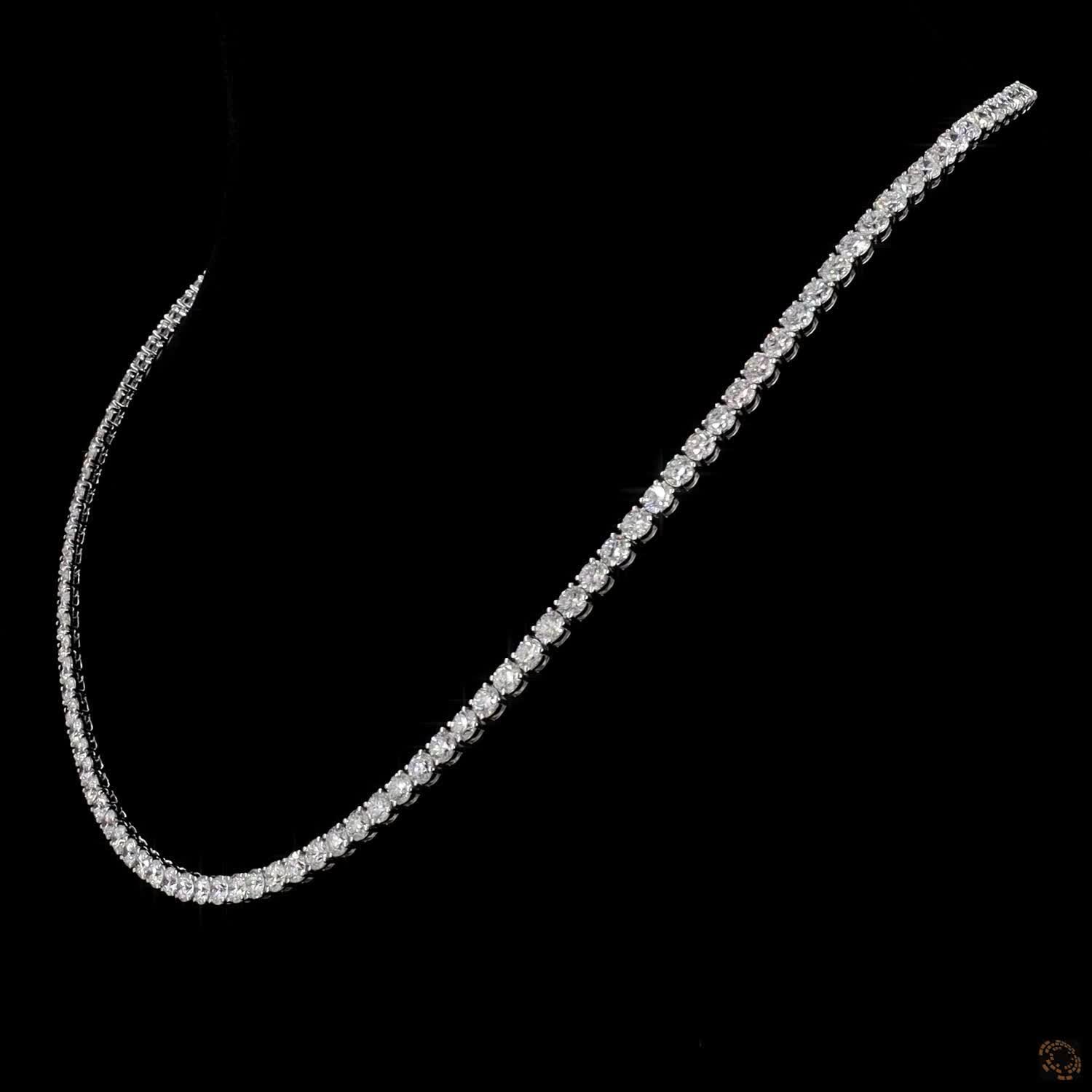 20.71 Ct 14K White Gold Graduated Round Diamond Eternity Tennis Necklace