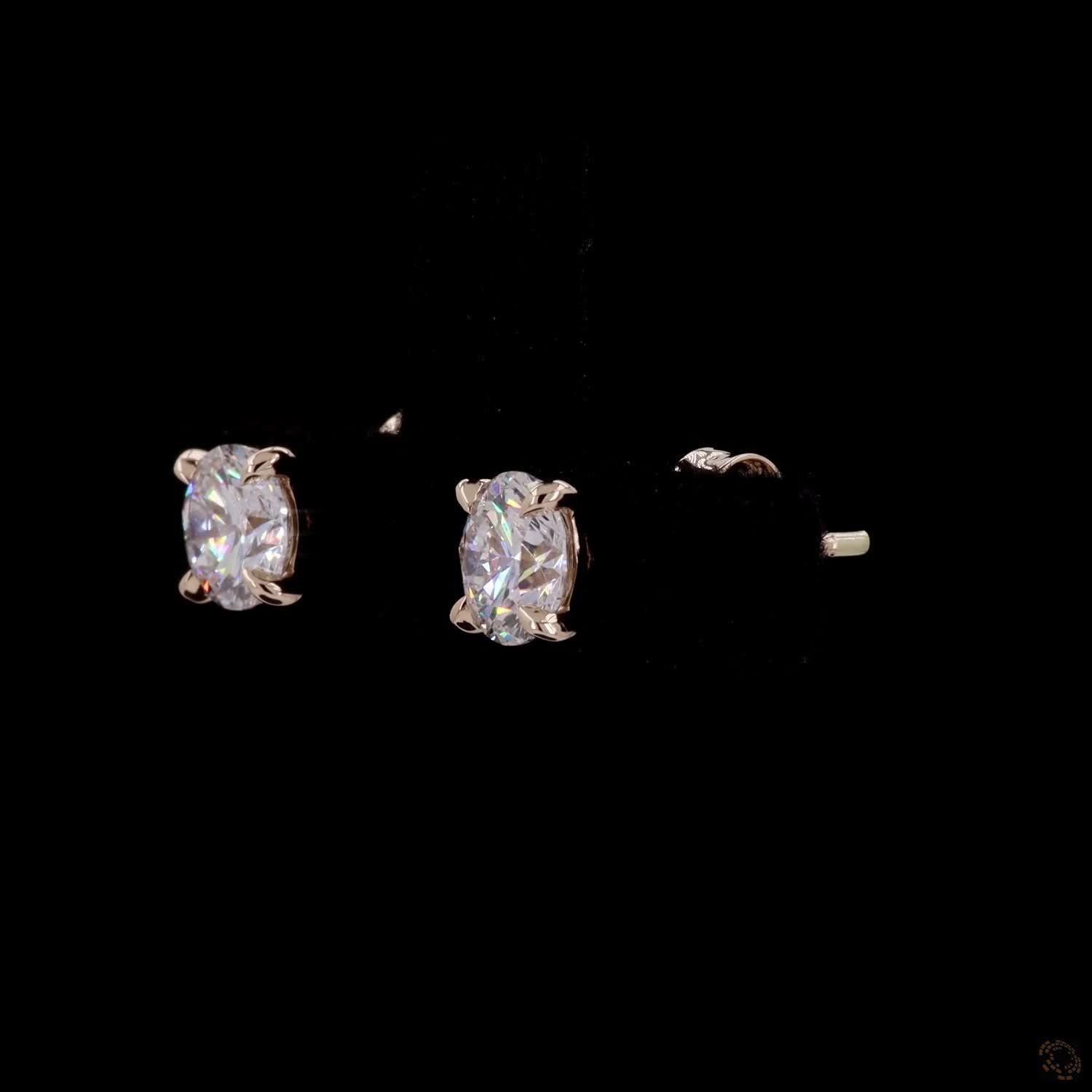 1.47 Ct Yellow Gold Round Solitaire Stud Earrings with 4 Double Prongs