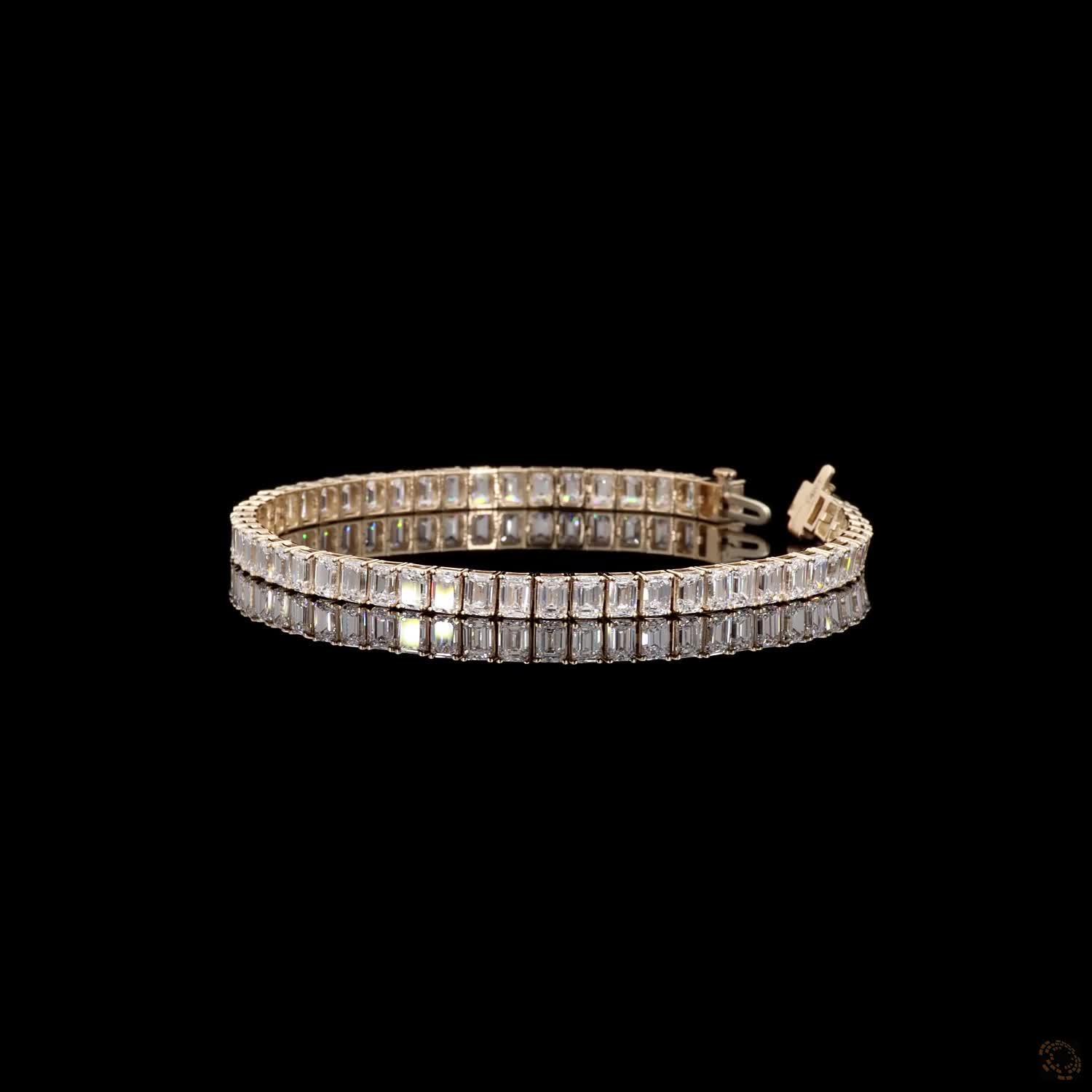 12.28 Ct Luxury Emerald-Cut Crystal Tennis Bracelet for Women | Elegant Sparkling Link Bracelet