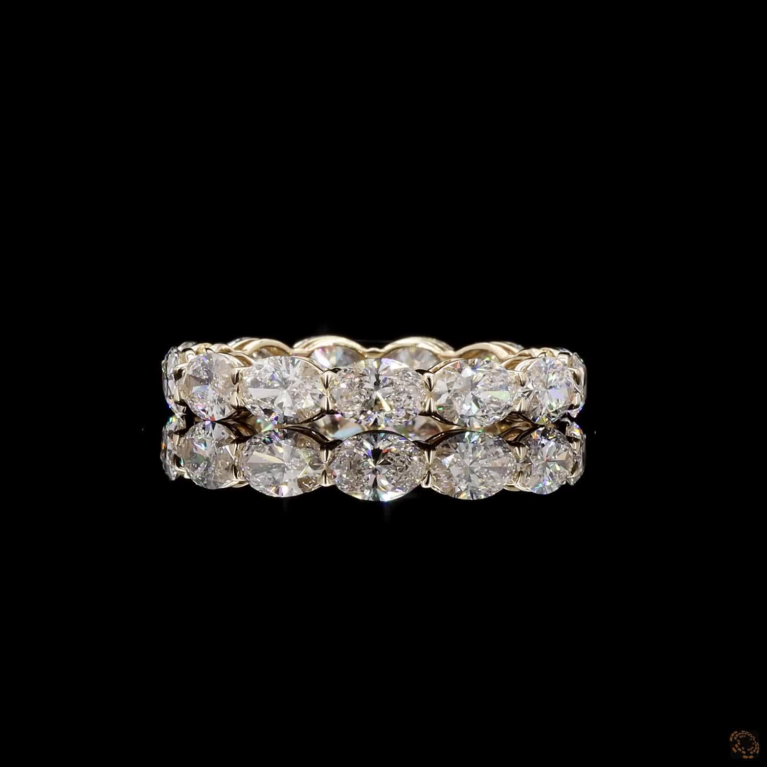 3.35 Ct East-West Oval Cut Diamond Eternity Ring in Yellow Gold
