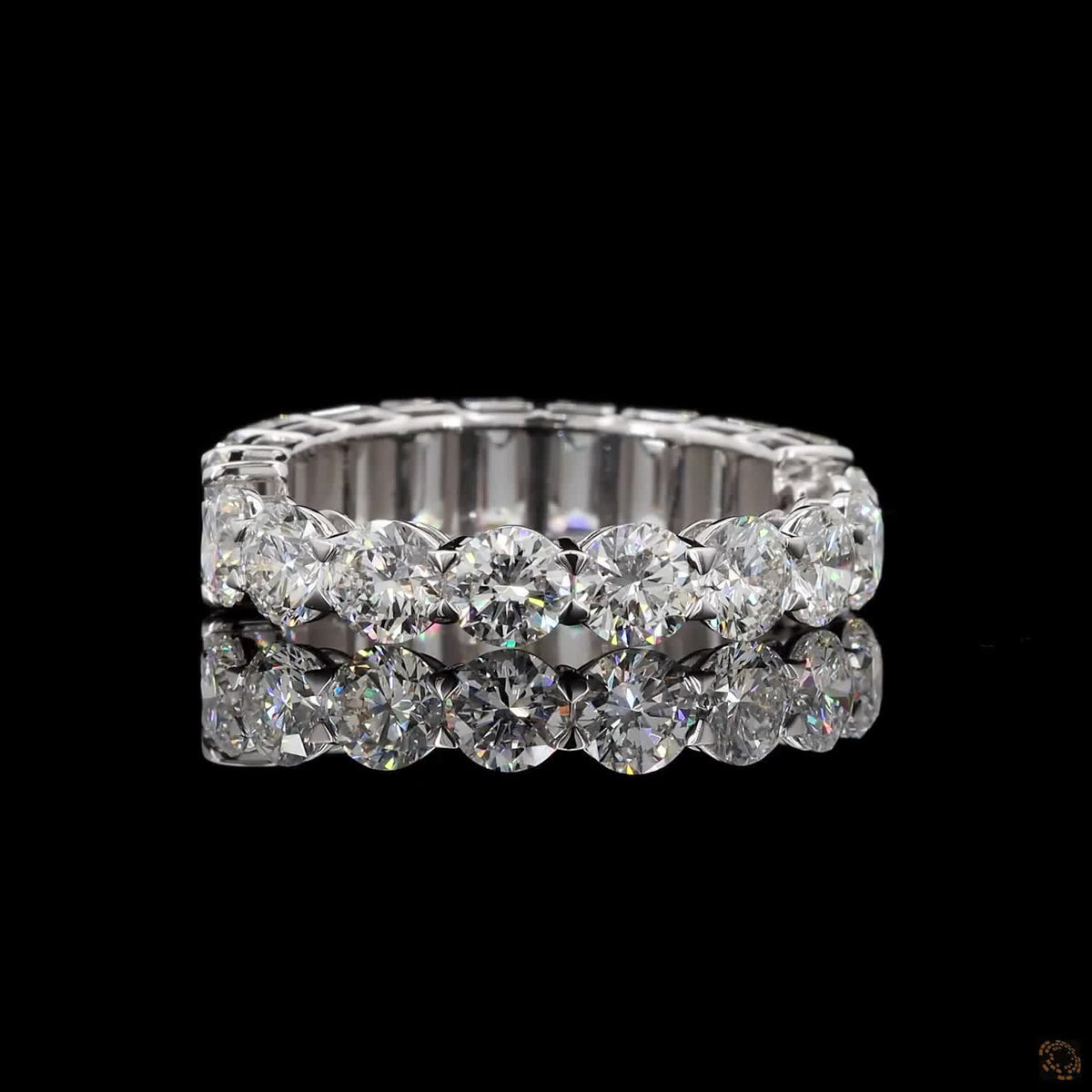 5.58 Ct Half Round Half Emerald Cut Diamond Eternity Ring | Multi-Shape Wedding Band in 14K White Gold