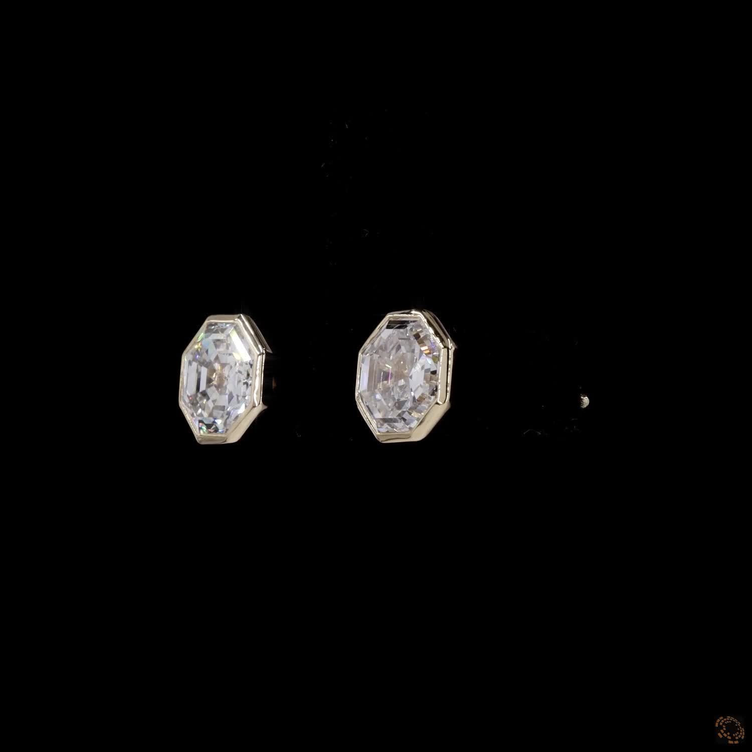 3.10 Ct 14K Yellow GOLD Octagon Shape Studs Earring