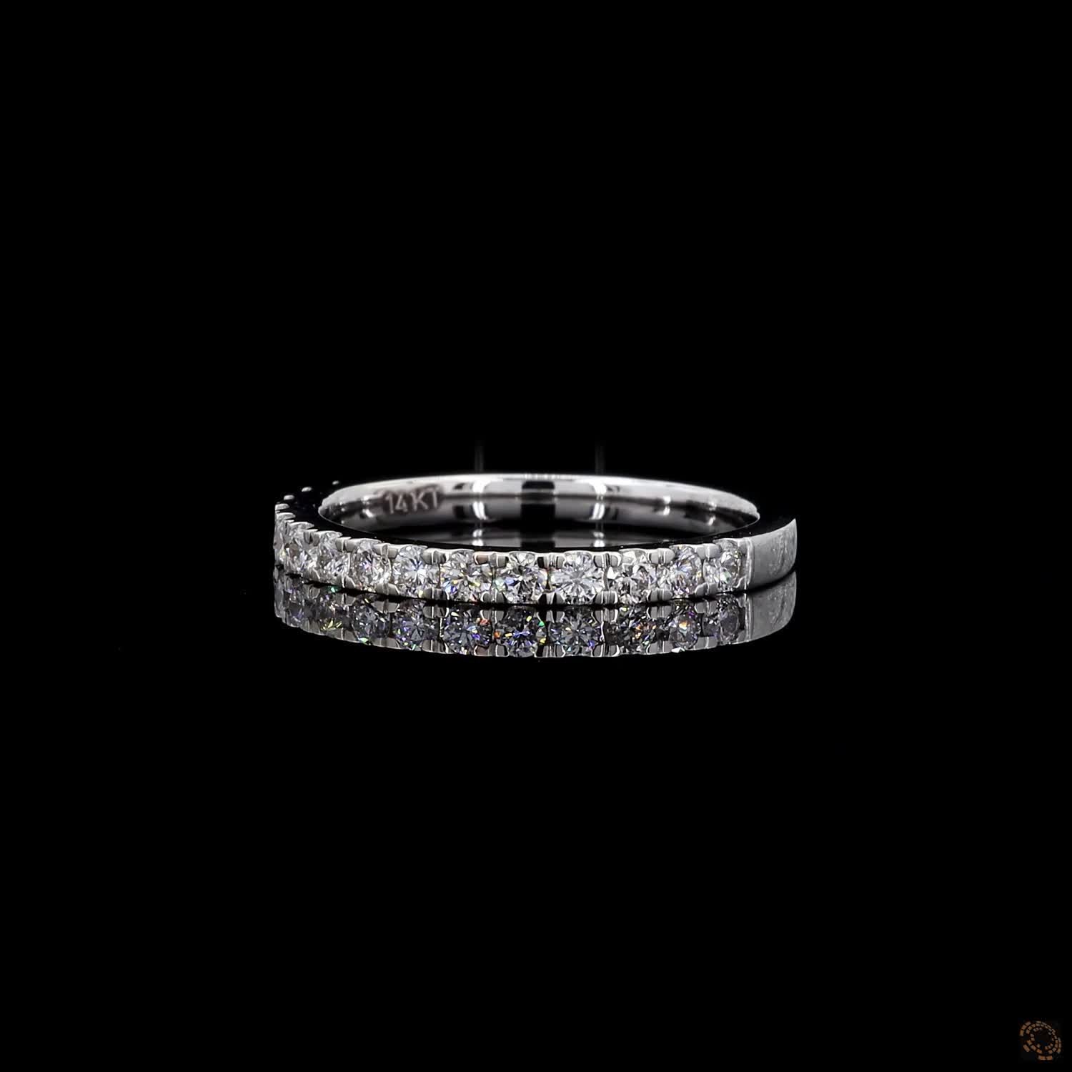 0.37 Ct Wedding Band Ring Round Diamond 14k White Gold Plated Silver