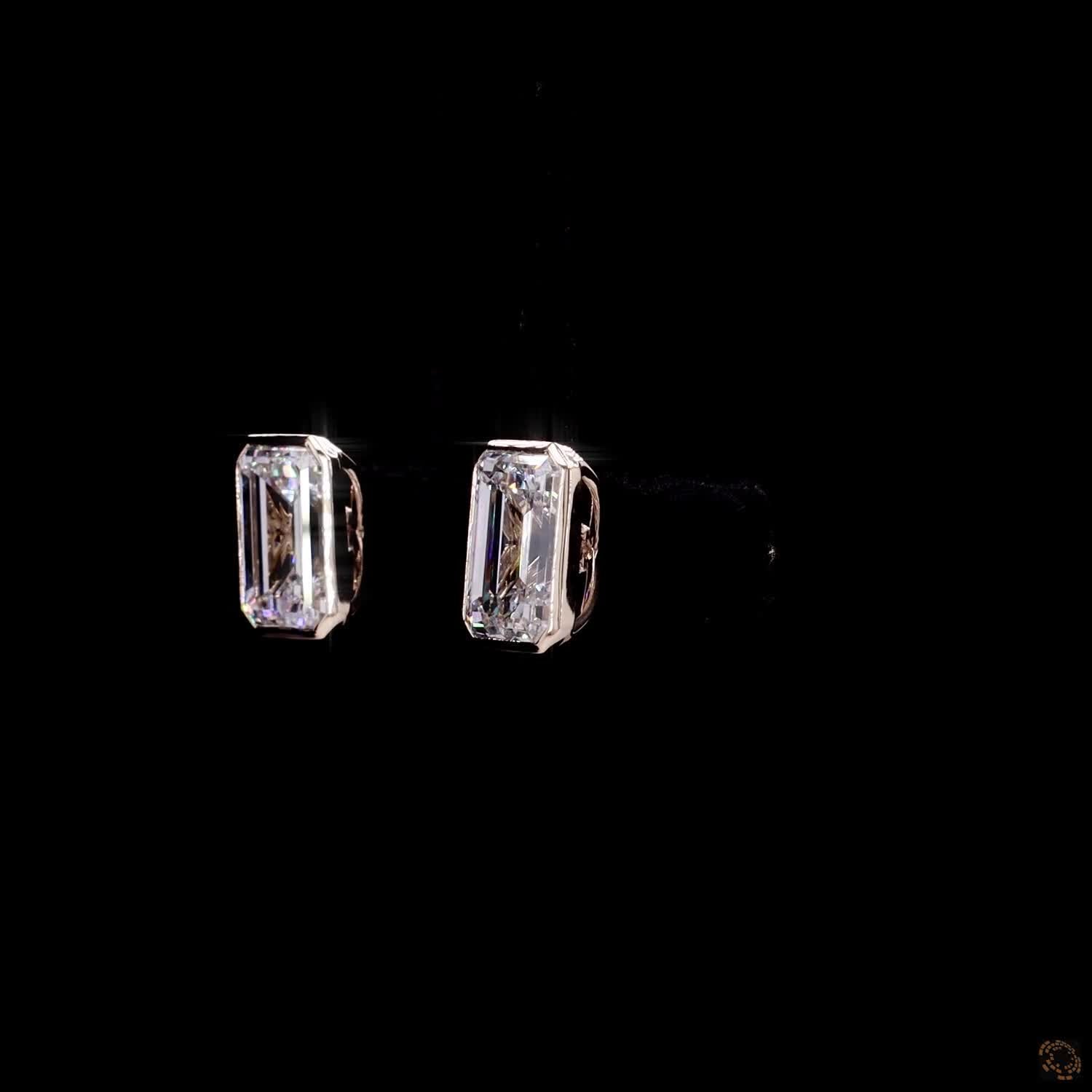 4.09 Ct 14K Yellow GOLD Emerald Shape Studs Earring