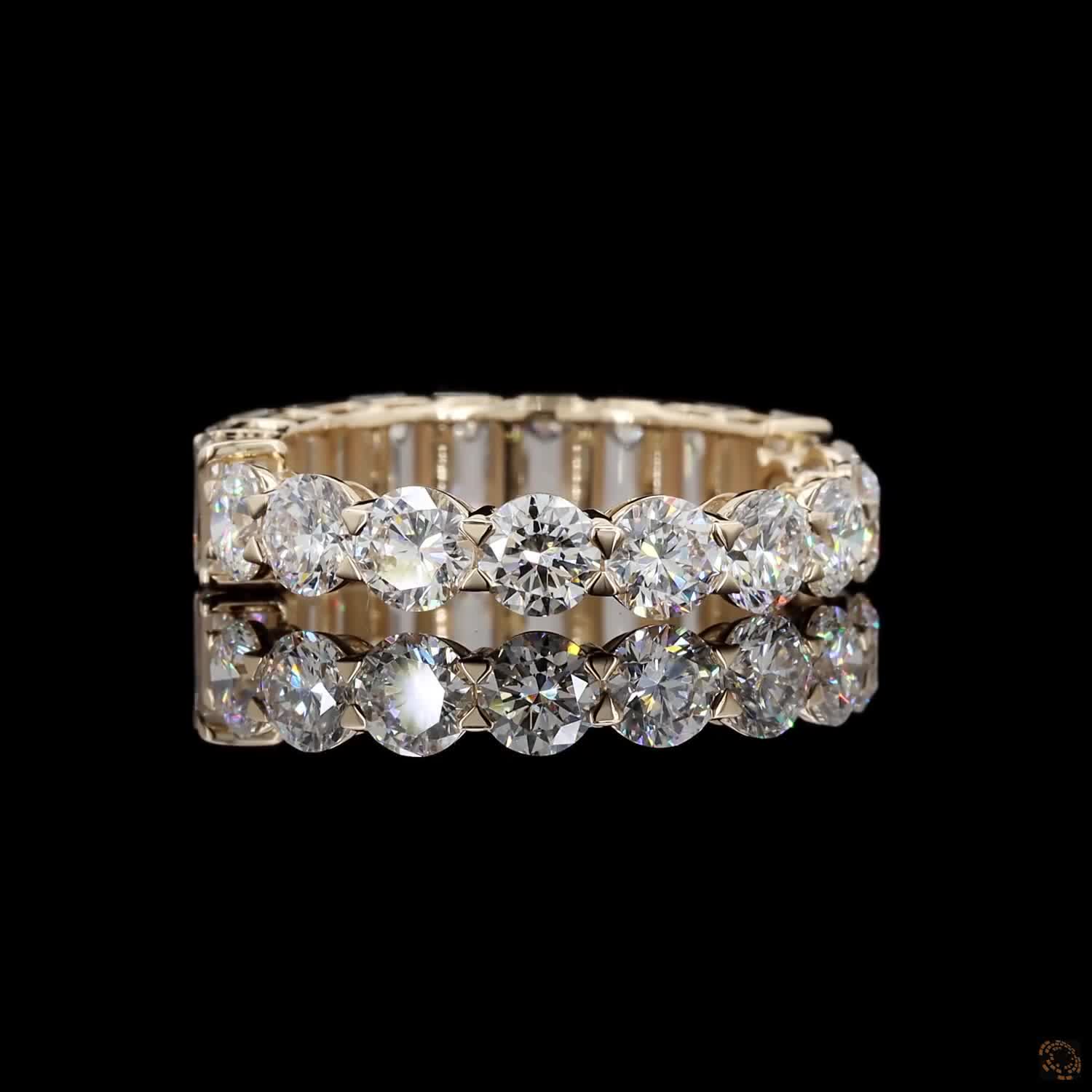 5.45 Ct Half Round Half Emerald Cut Diamond Eternity Ring | Multi-Shape Wedding Band in 14K Yellow Gold