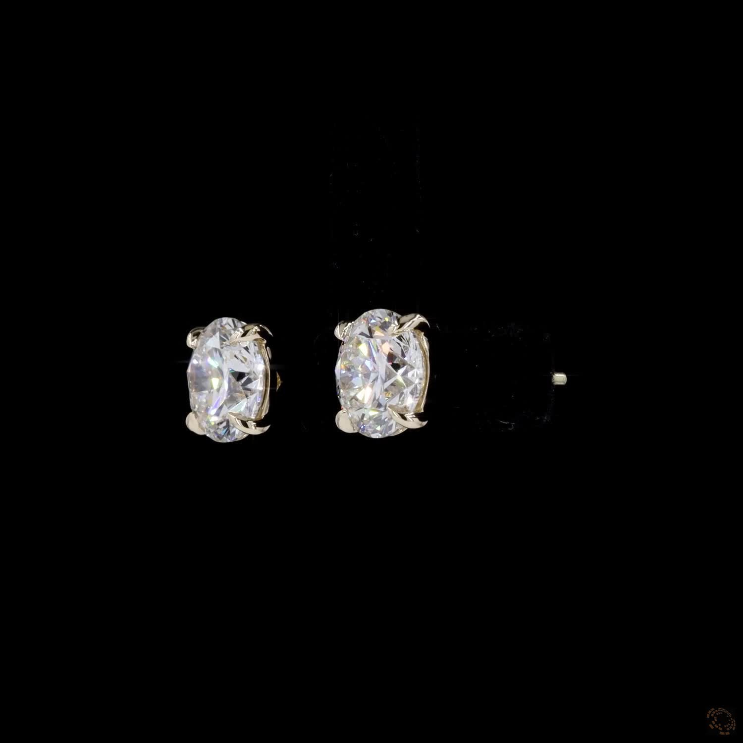 4.03 Ct Round Diamond Solitaire Stud Earrings, High-Polish 14K Yellow Gold 4-Prong Split Claw Studs for Women