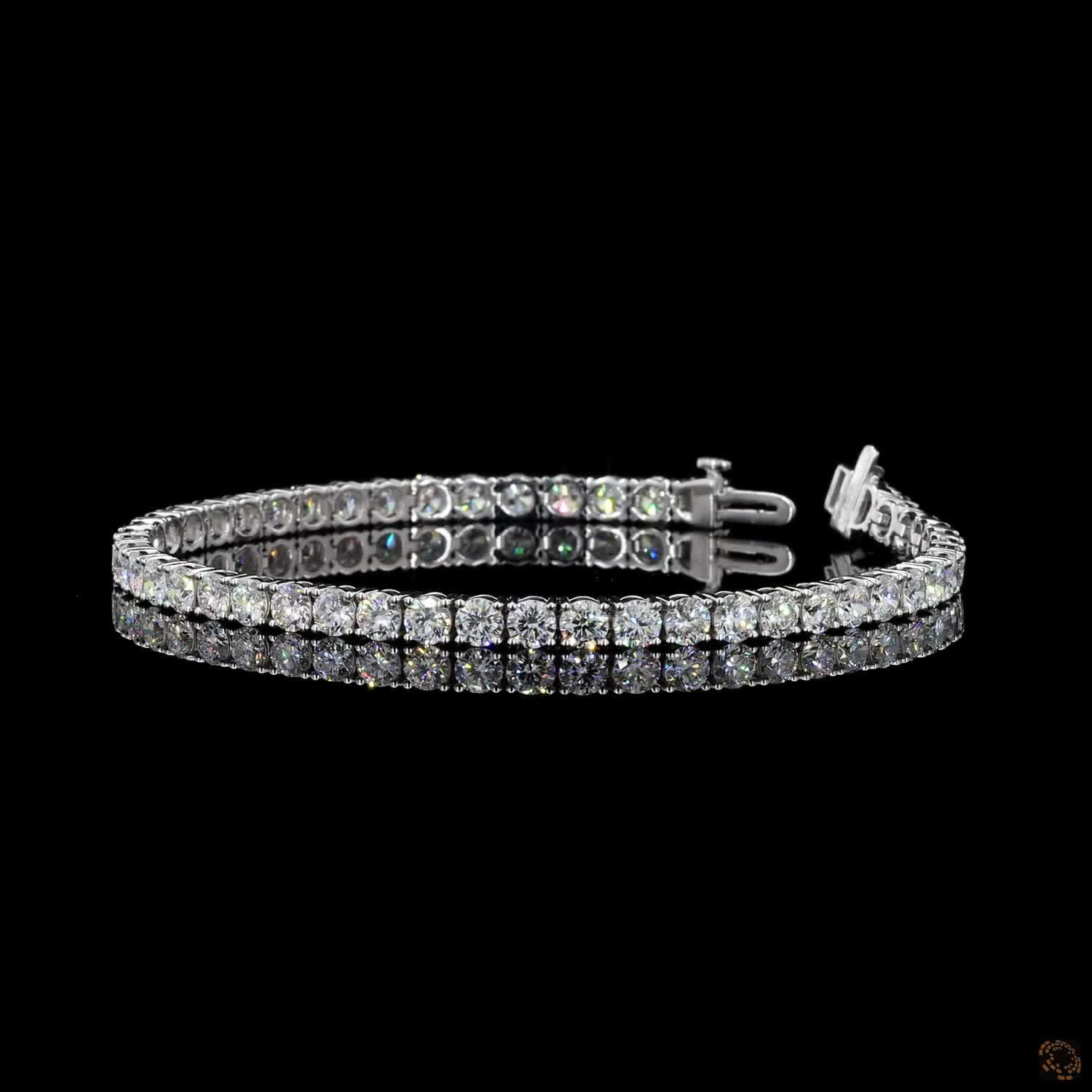 7.77 Ct Round Brilliant Diamond Eternity Line Bracelet in White Gold