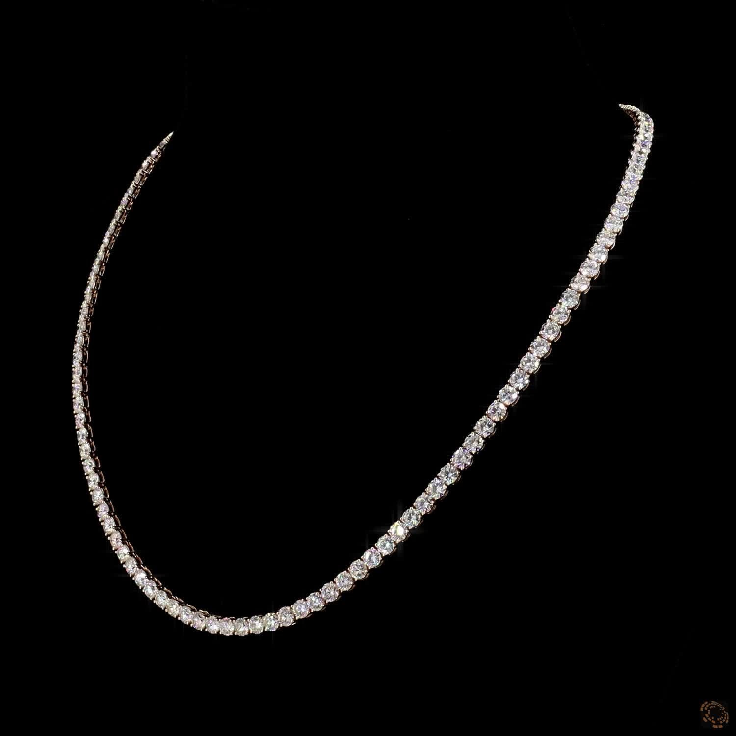 24.64 Ct Single-row continuous prong-set layout featuring uniform round brilliant cut stones