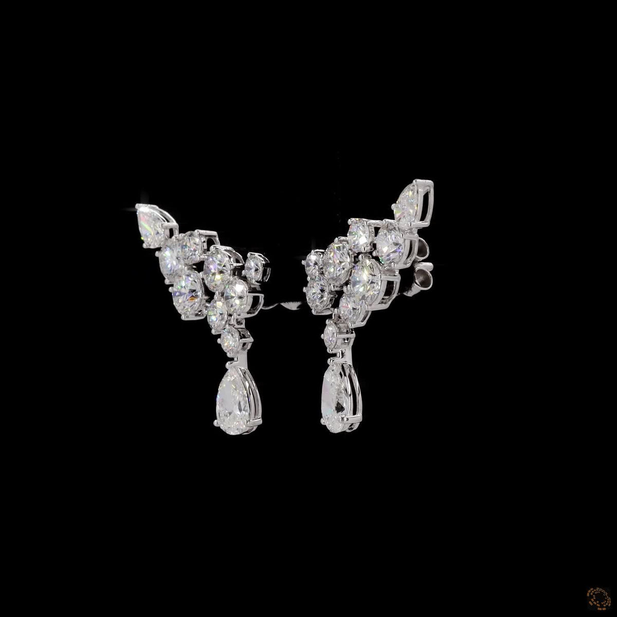 7.56 Ct Multi-Stone Cluster Ear Climber Fashion Earrings in White Gold