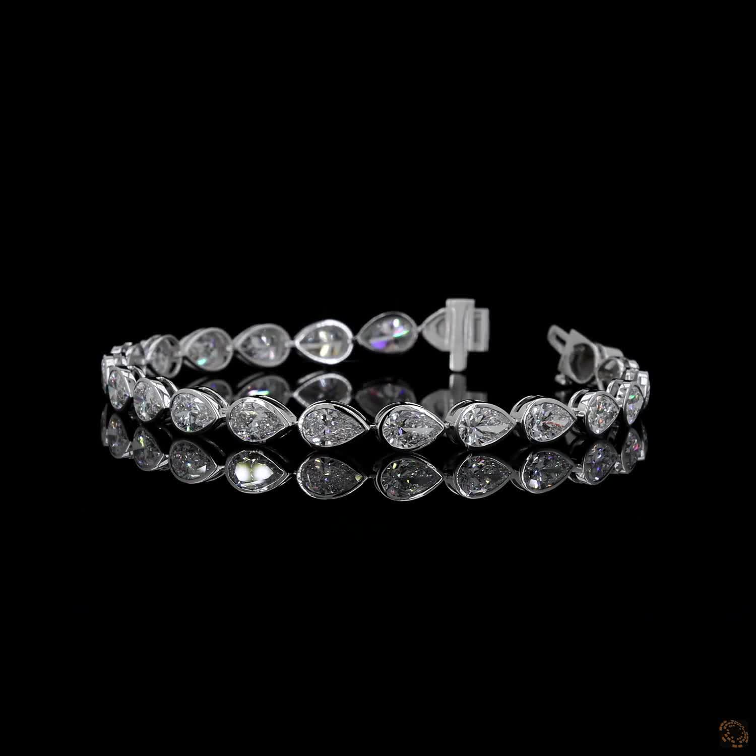 10.67 Ct Pear Cut Diamond Tennis Bracelet, Bezel Set Diamond Bracelet, Teardrop Diamond Bracelet, White Gold Pear Diamond Bracelet, Lab-Grown Pear Tennis Bracelet