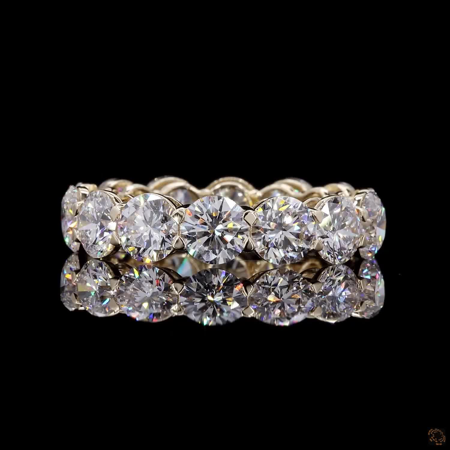 6.67 Ct Full Eternity Wedding Band, Round Brilliant Cut Shared Prong Bridal Band in White Gold