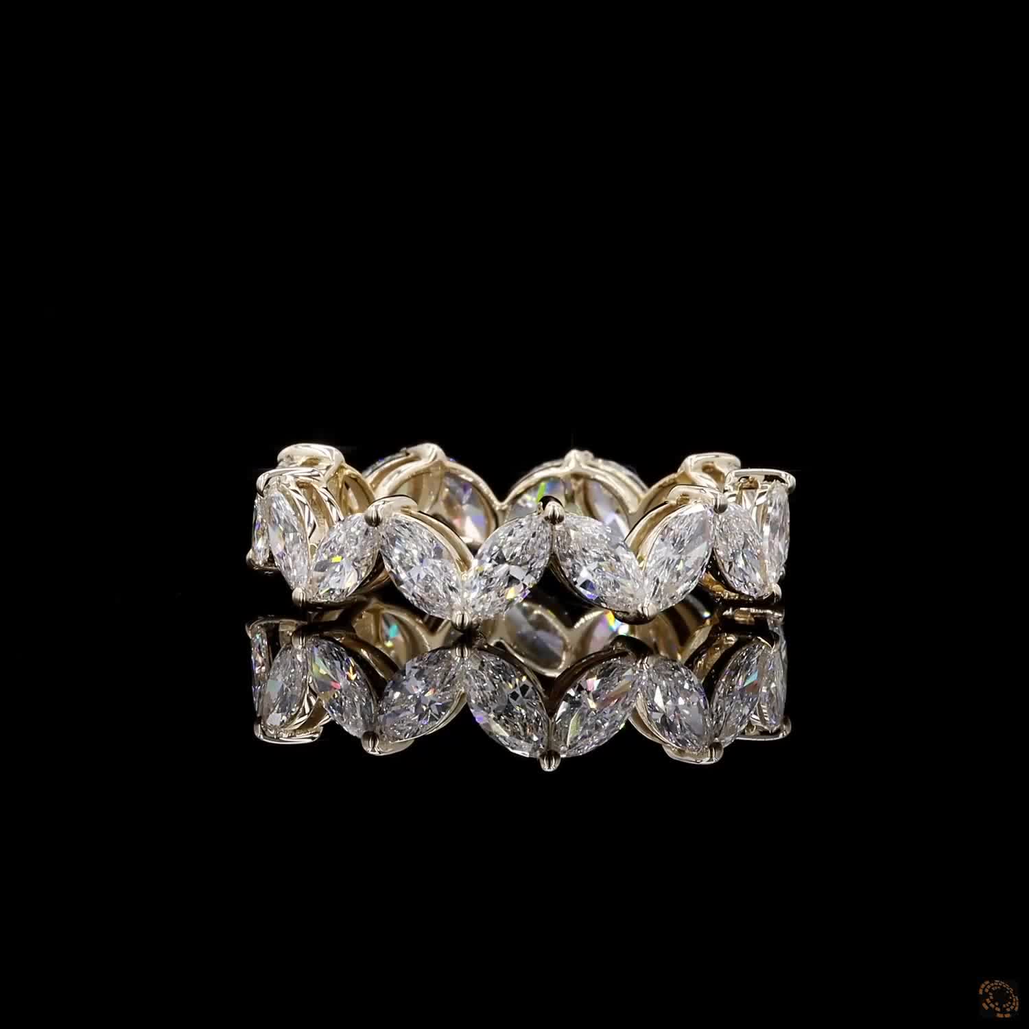 2.77 Ct Marquise Cut Diamond Eternity Ring | 14K Yellow Gold Lab Grown Diamond Wedding Band