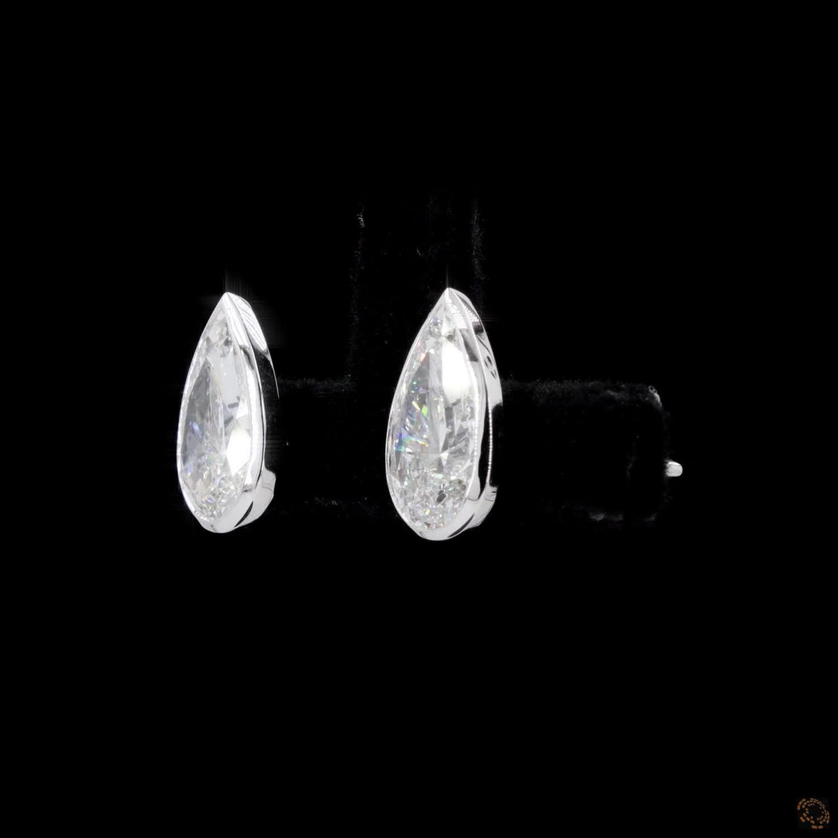3.02 Ct Pear-Cut Diamond Bezel Stud Earrings in 14K White Gold