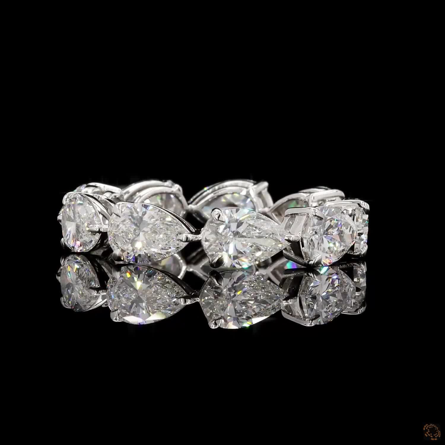 5.14 Ct Pear Cut Lab Grown Diamond Eternity Band Ring in 14K White Gold | Shared Prong Full Eternity Wedding Band | Anniversary Ring for Women