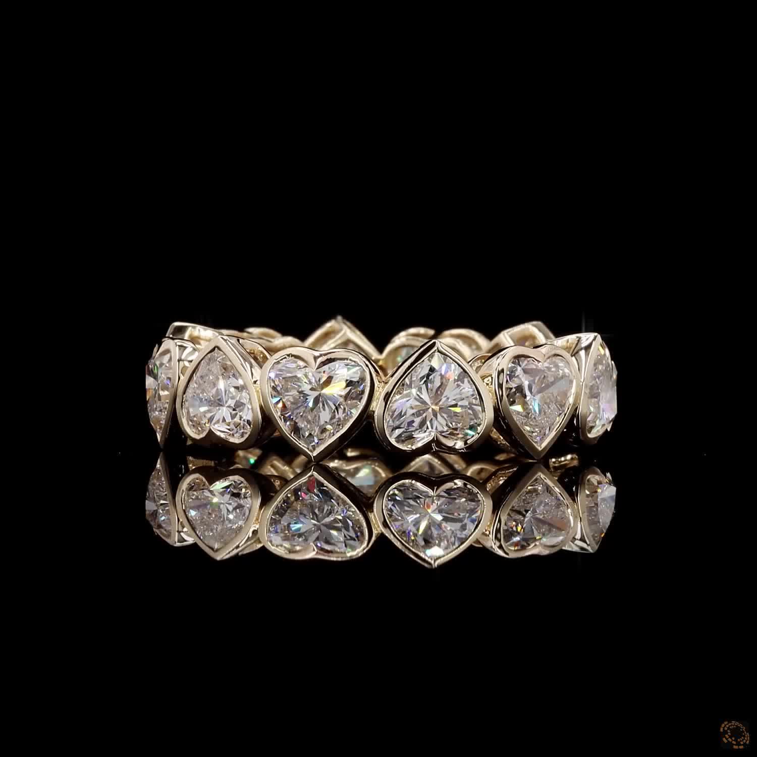 6.92 Ct Heart-Shaped Diamond Eternity Band Ring | Solid 14K Gold Anniversary Ring