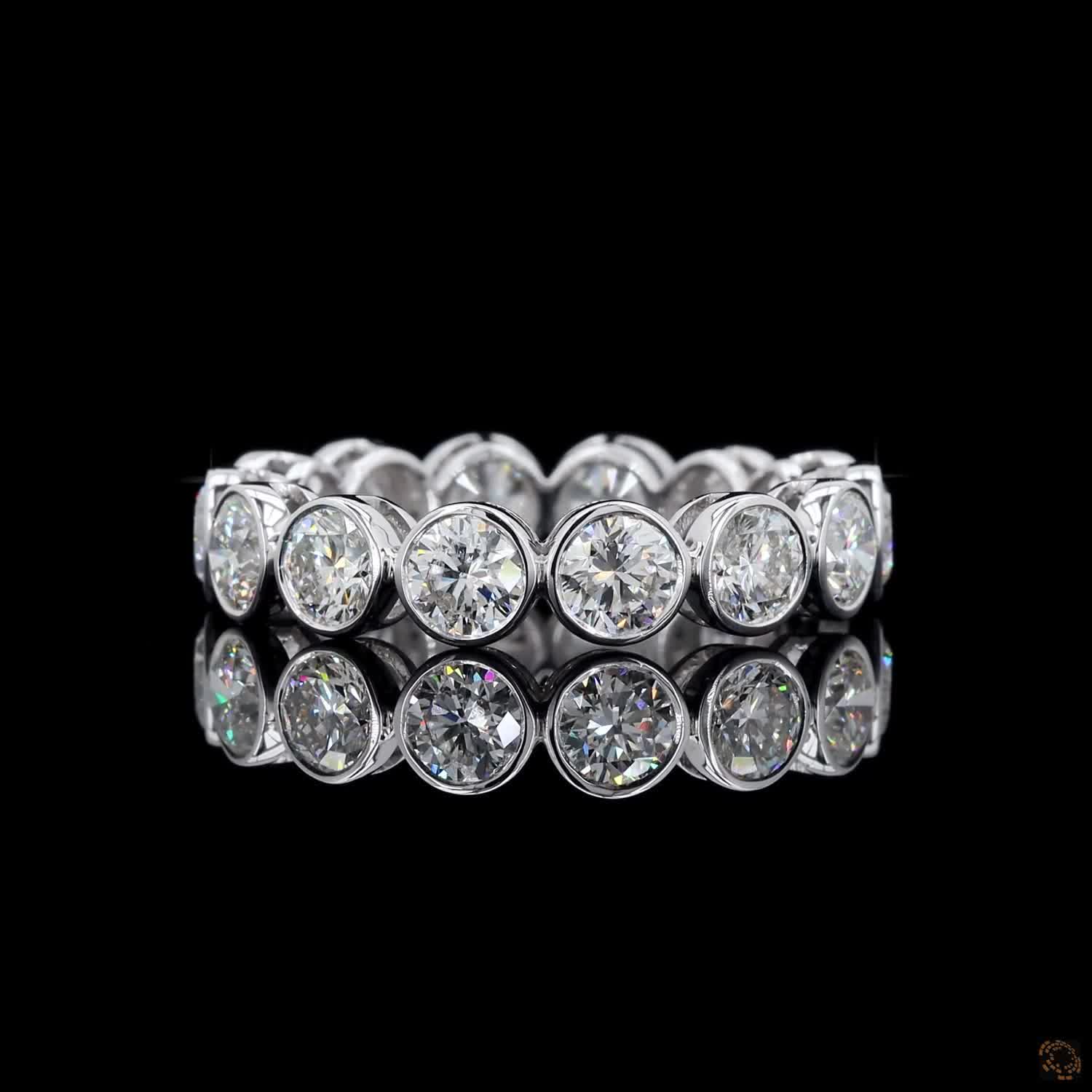 3.67 Ct Round Cut Diamond Bezel Eternity Band – 14K White Gold Floating Bezel Wedding Ring