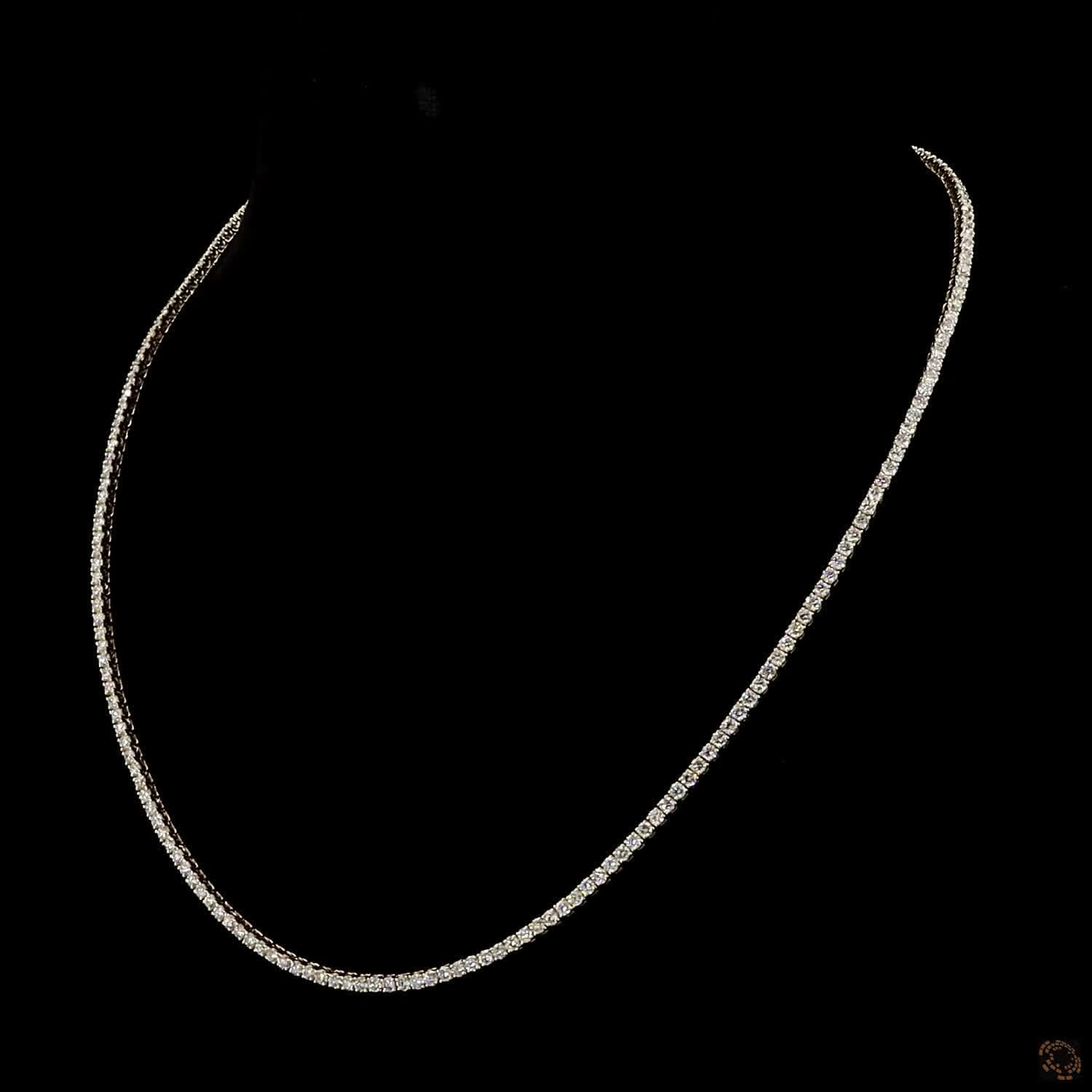 7.07 Ct Minimalist Single Row Graduated Round Diamond Yellow Gold Statement Chain
