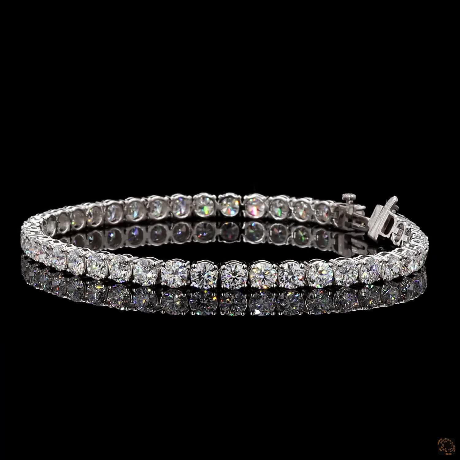 9.92 Ct 14K White Gold Graduated Round Tennis Bracelet with Double Latch Box Clasp