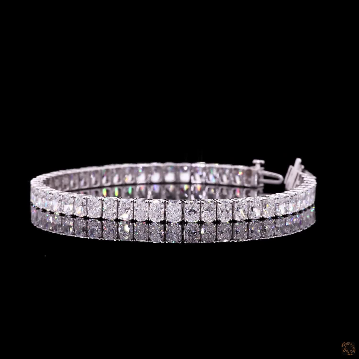 14.18 Ct Radiant Cut Moissanite Tennis Bracelet in 14K White Gold | Vertical North-South Radiant Diamond Alternative Line Bracelet