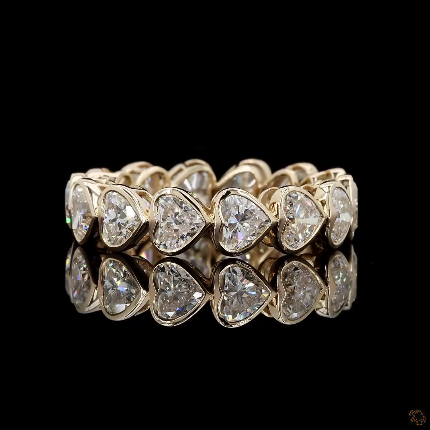 5.38 Ct Bezel-Set Heart Cut Diamond Eternity Band in 14K Yellow Gold